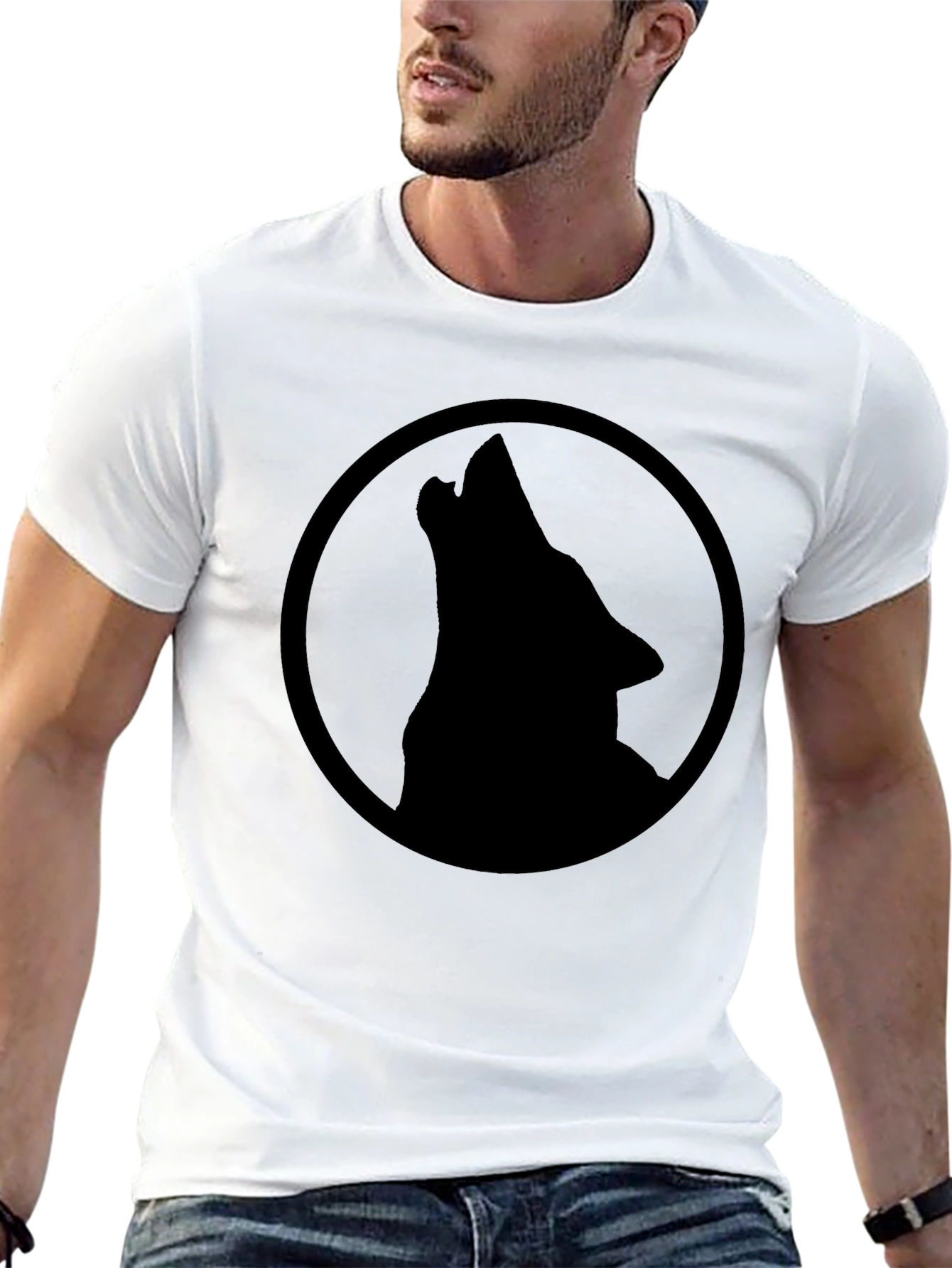 Black Wolf Circle Graphic Tee