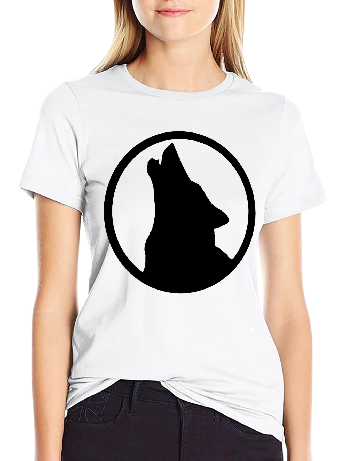 Black Wolf Circle Graphic Tee