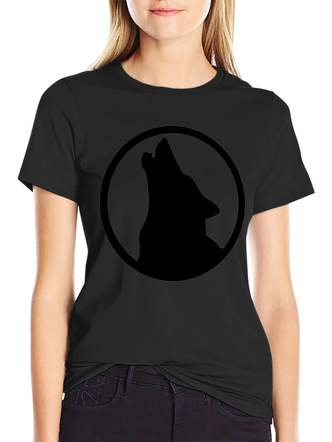 Black Wolf Circle Graphic Tee