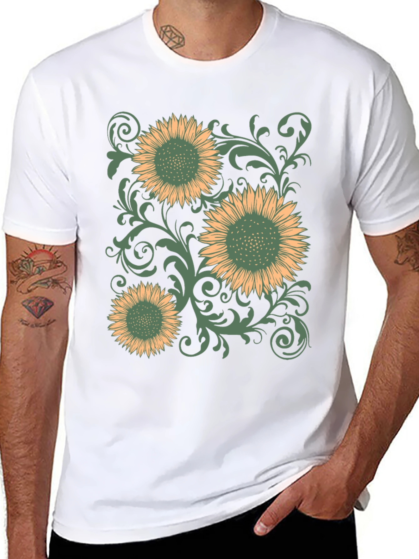 Sunflower Graphic Print Mens T-Shirt