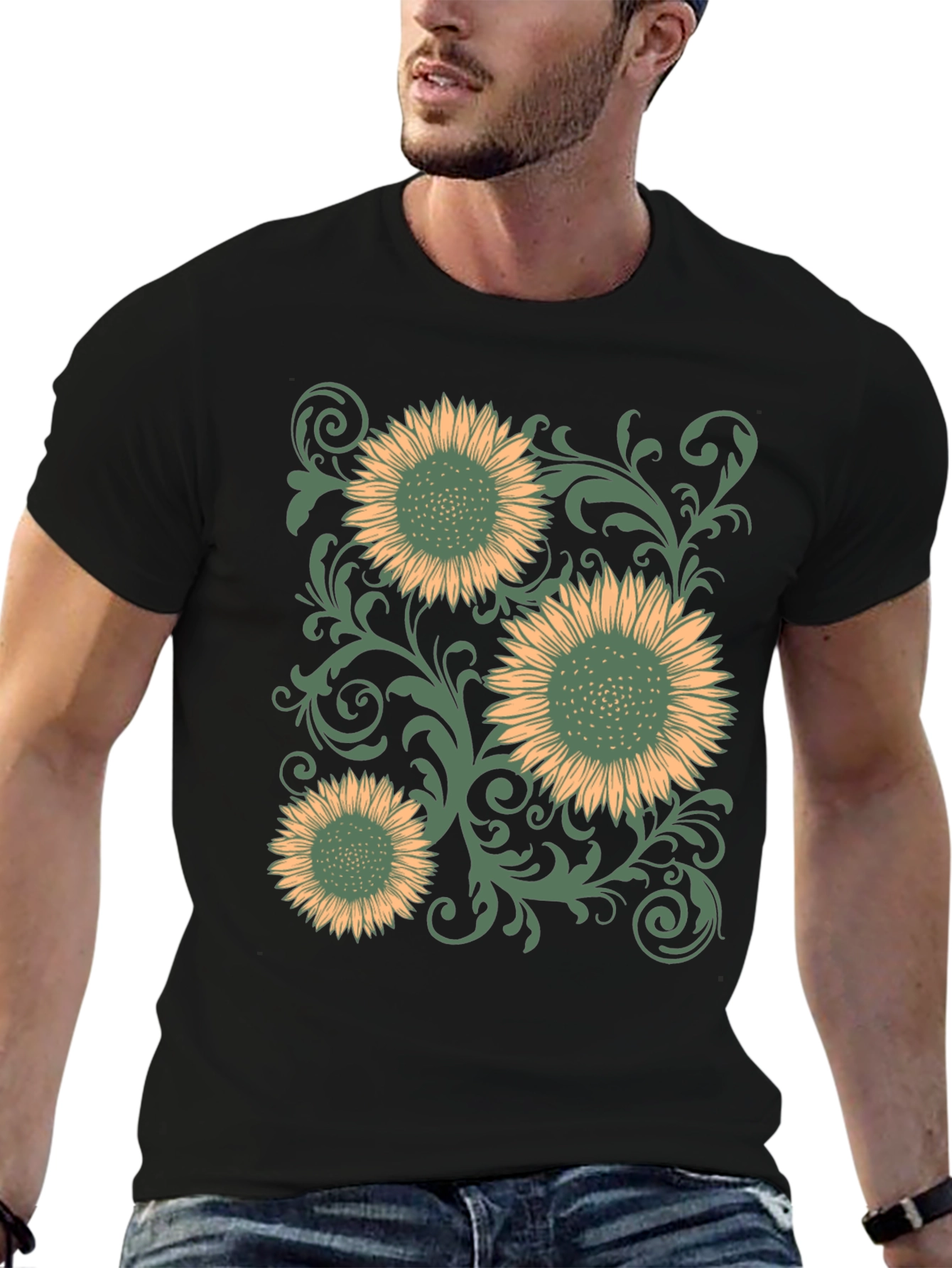 Sunflower Graphic Print Mens T-Shirt