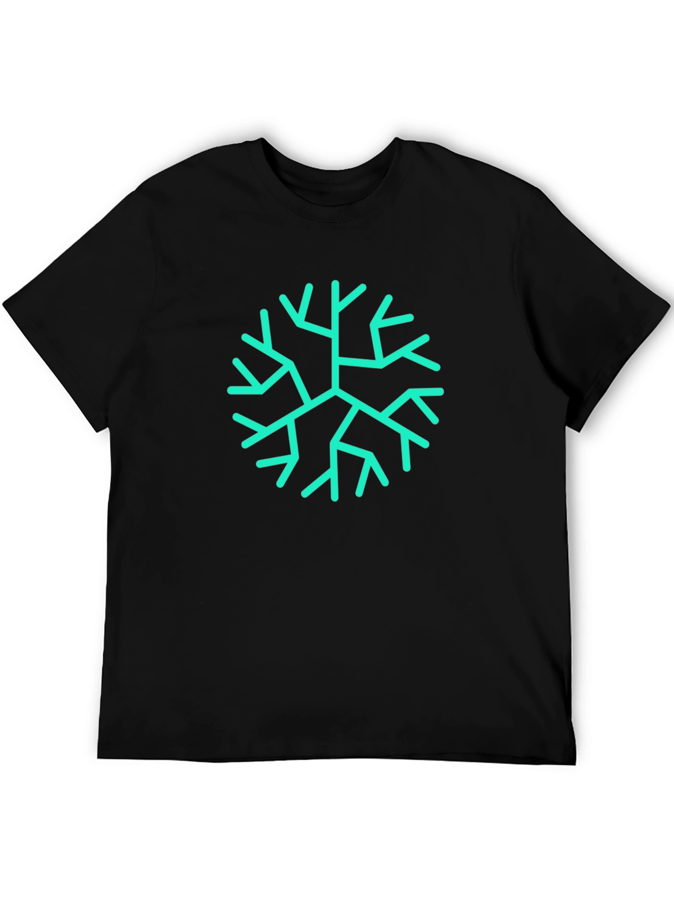 Mens Black Tee with Teal Geometric Branch Print