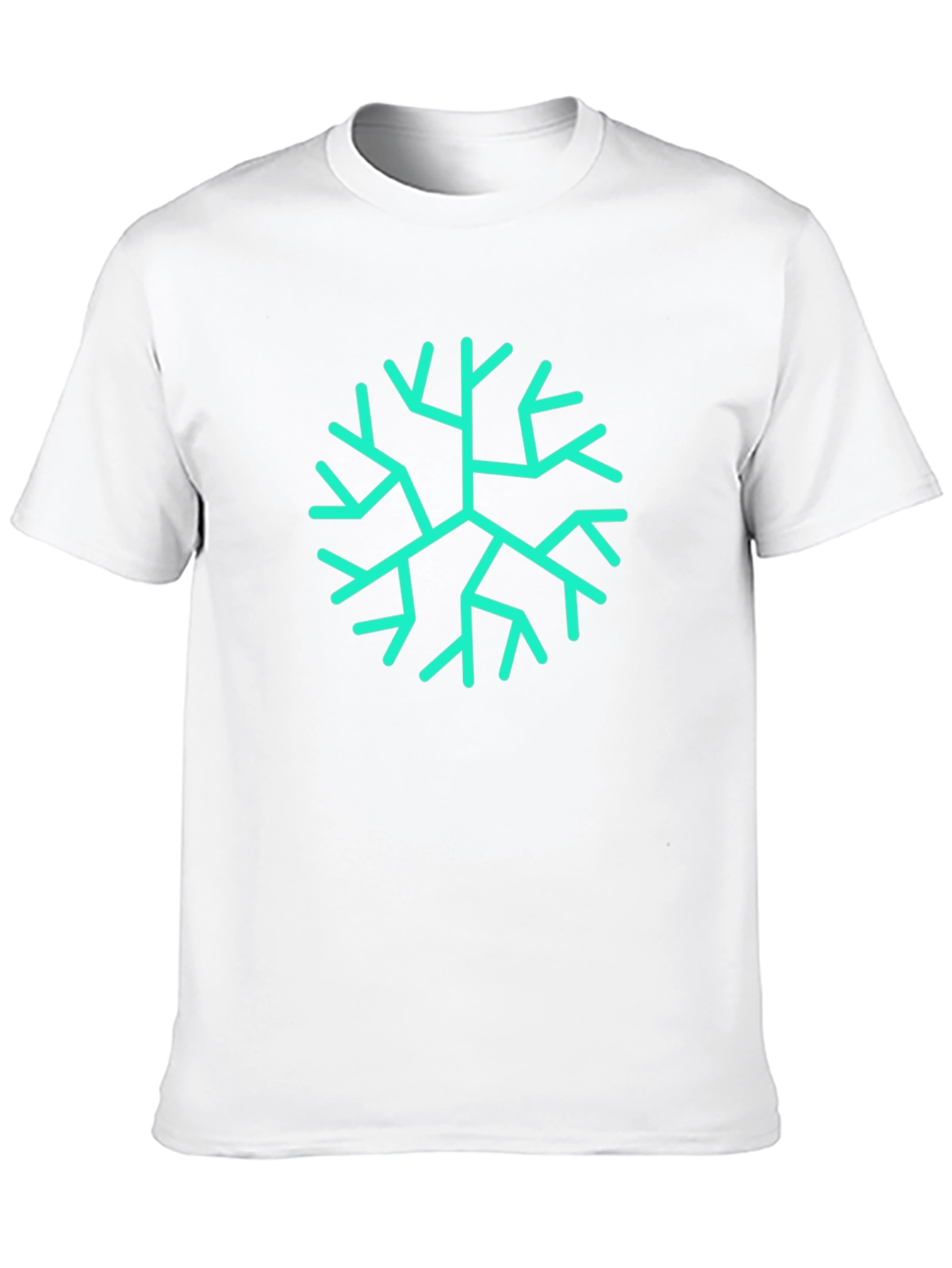 Mens Black Tee with Teal Geometric Branch Print