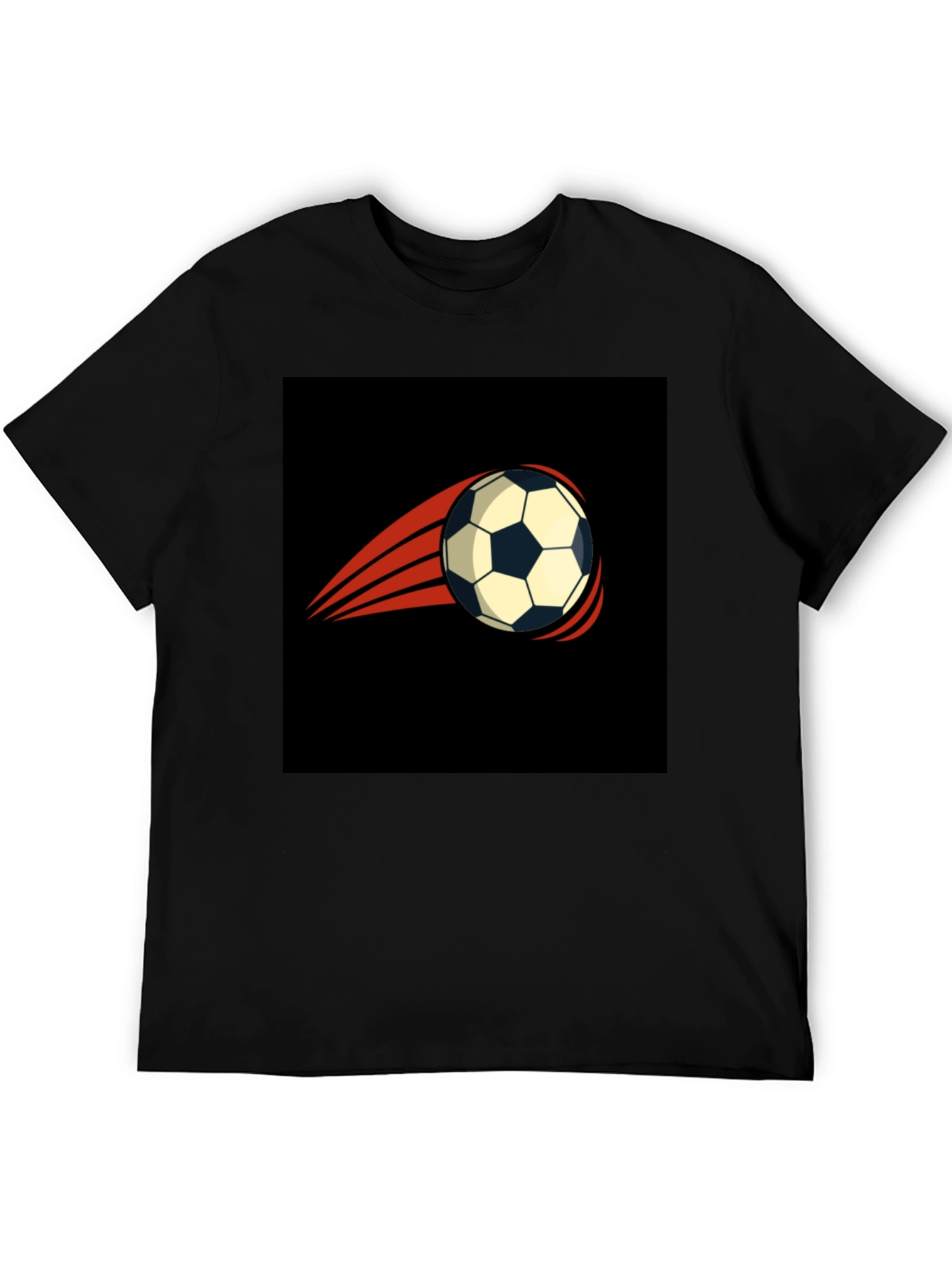 Mens Black T-Shirt with Soccer Ball Graphic