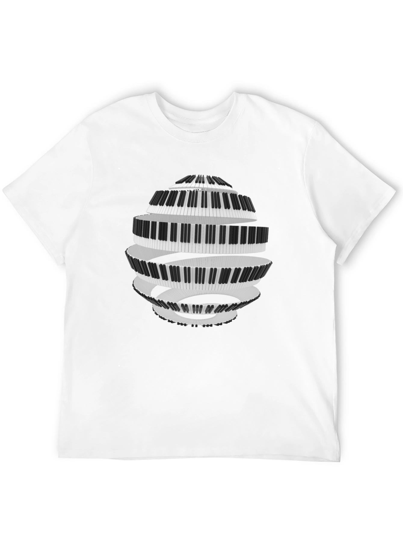 Piano Keys Spiral Black T-Shirt