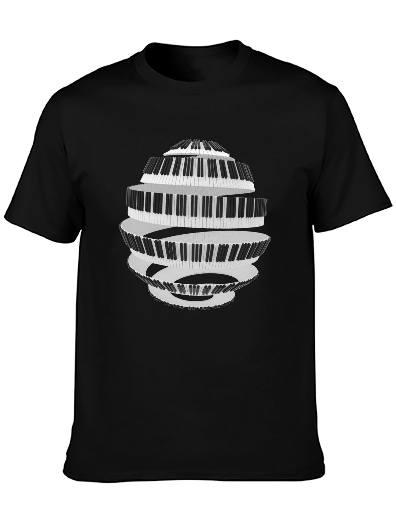 Piano Keys Spiral Black T-Shirt