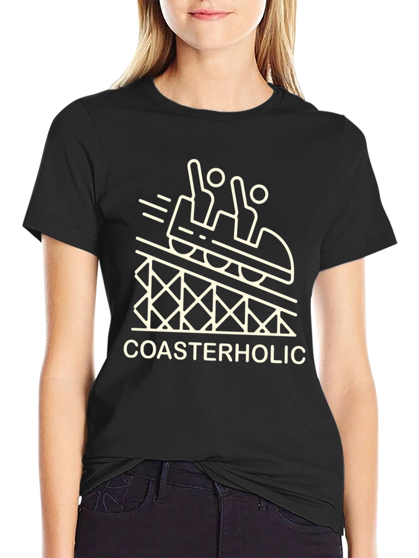 Coasterholic Black T-Shirt - Thrill Ride Design