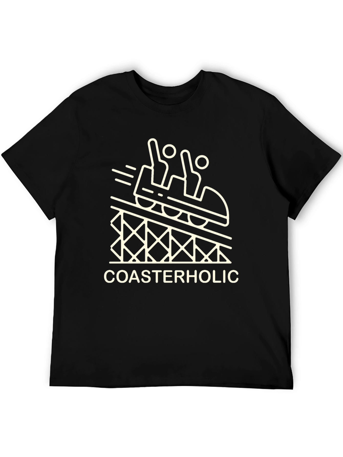 Coasterholic Black T-Shirt - Thrill Ride Design