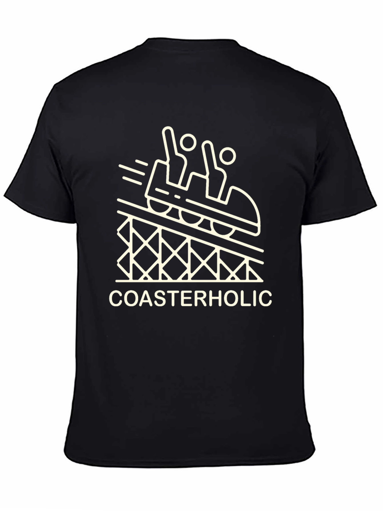 Coasterholic Black T-Shirt - Thrill Ride Design