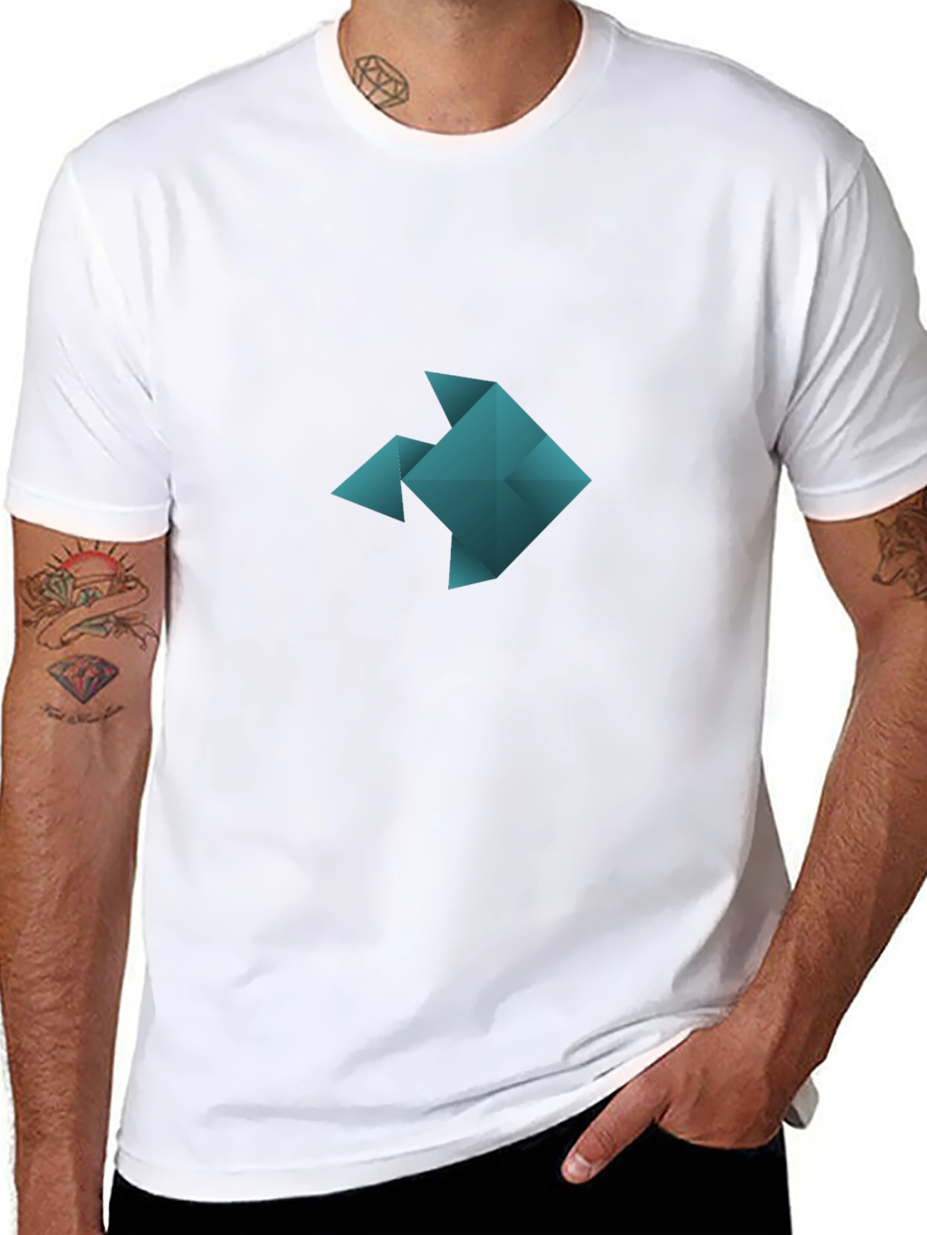 Origami Fish Graphic Black T-Shirt