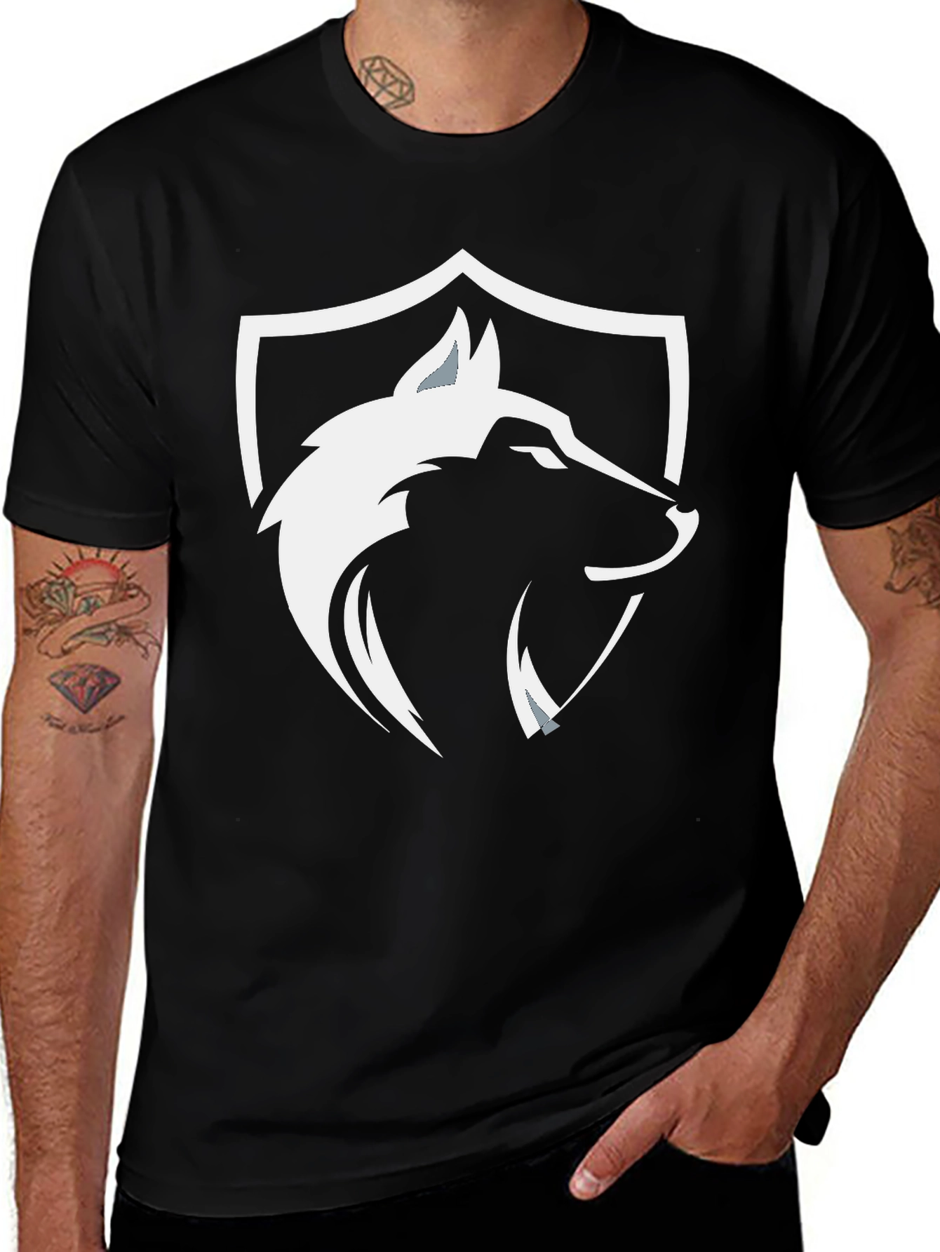 Black Wolf Shield Graphic Tee