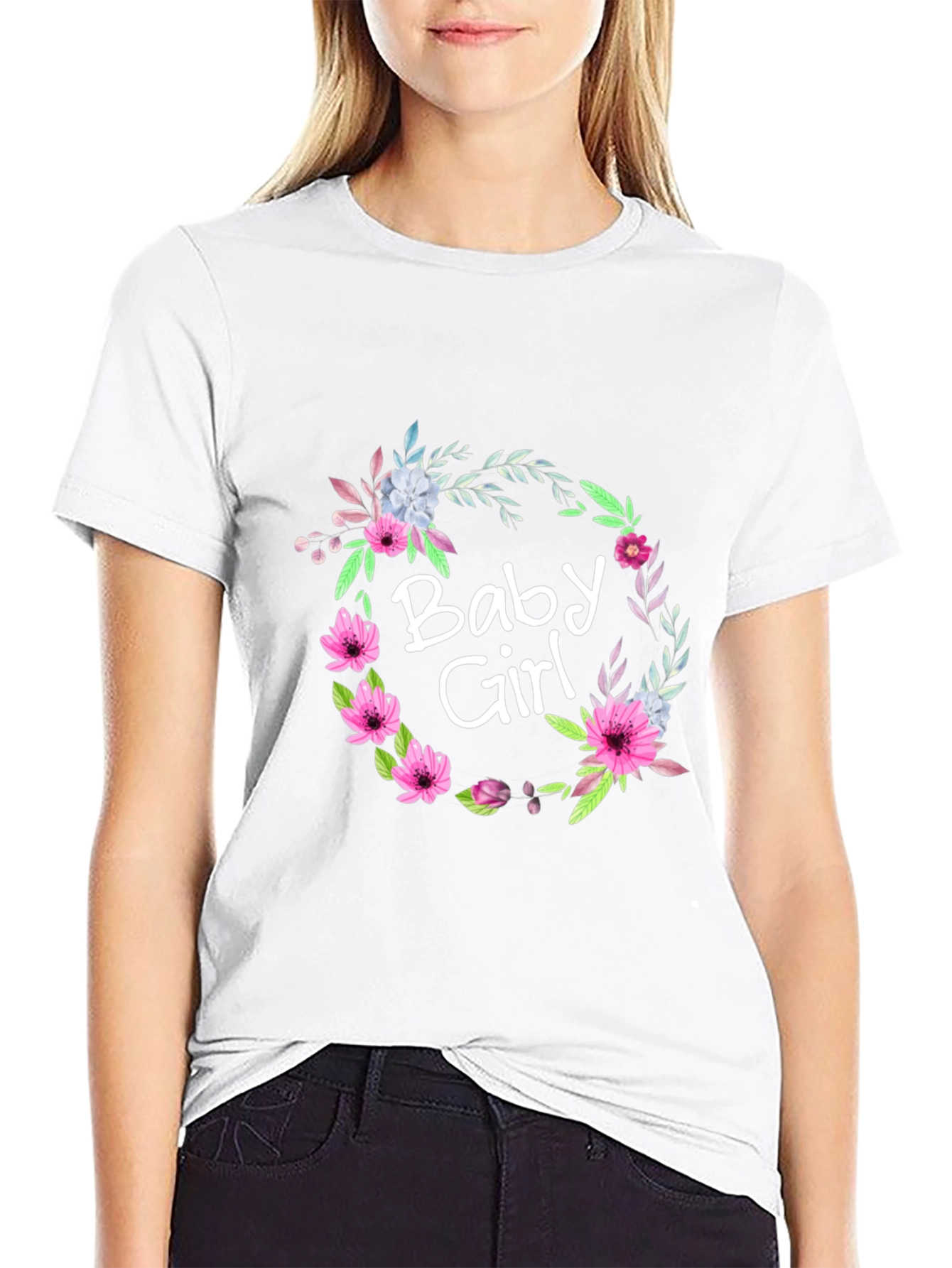 Baby Girl Floral Wreath Tee