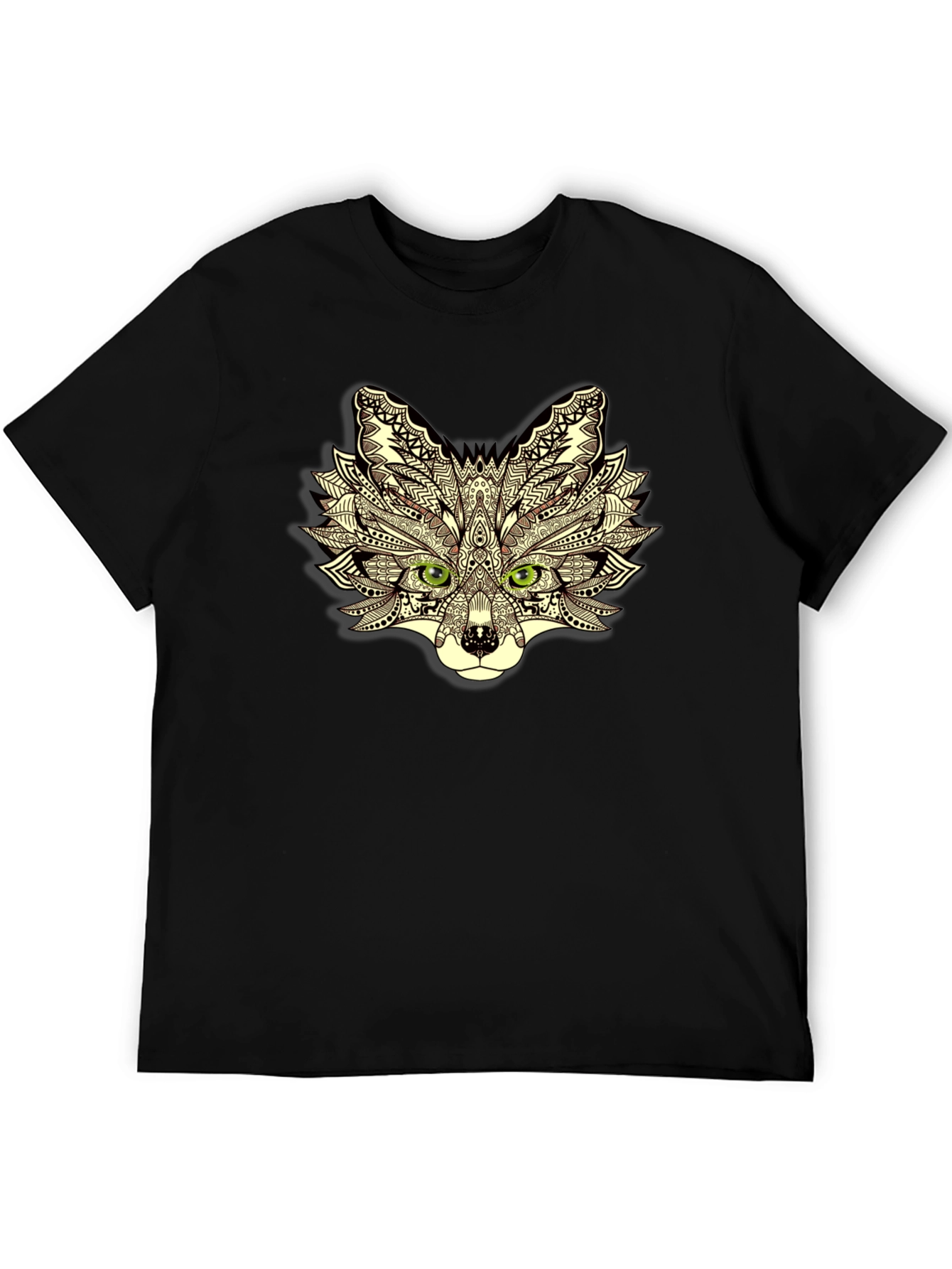 Abstract Fox Head Graphic Black T-Shirt