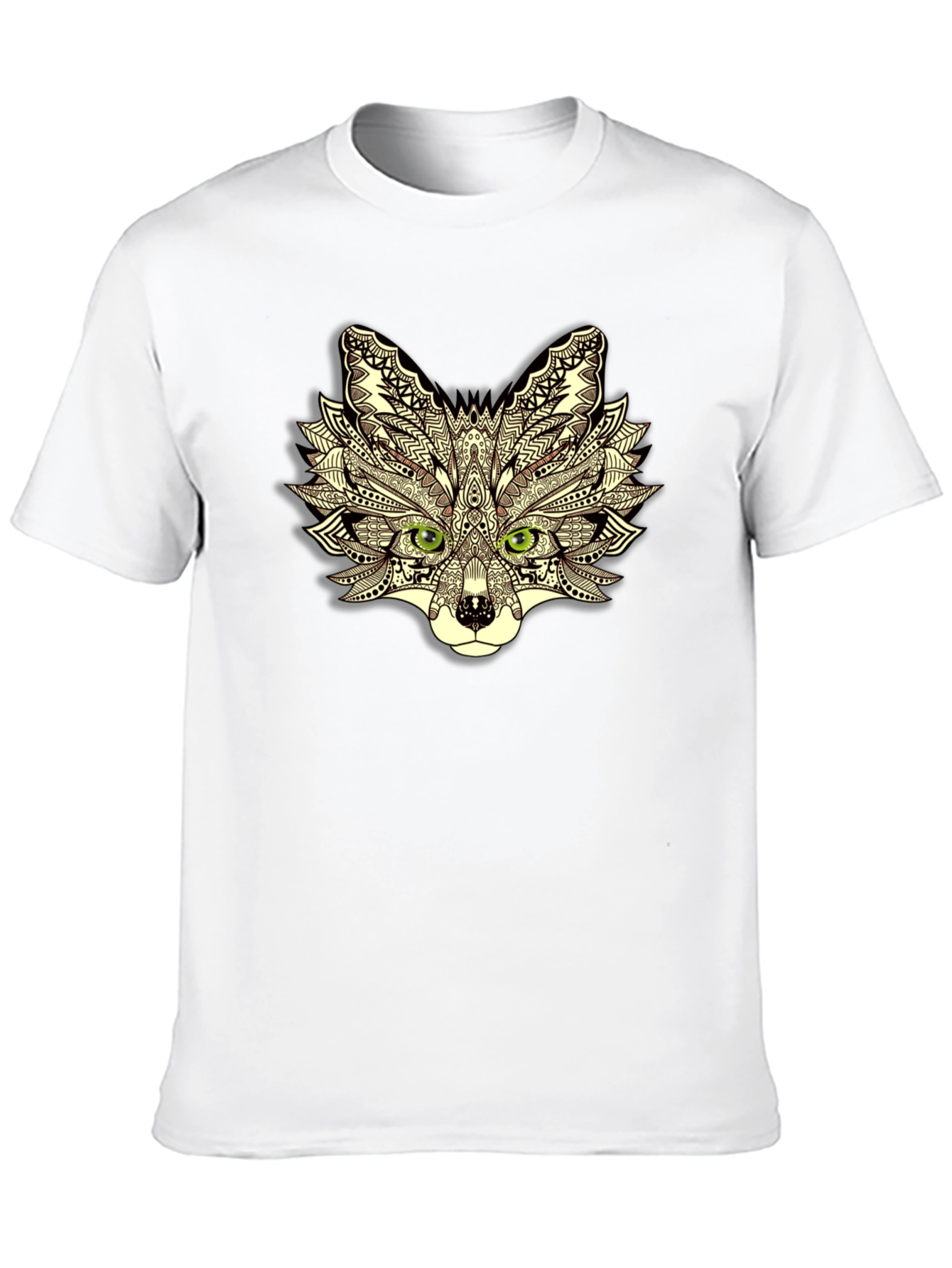 Abstract Fox Head Graphic Black T-Shirt