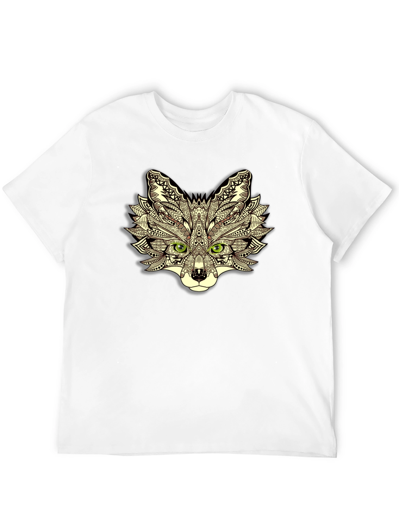 Abstract Fox Head Graphic Black T-Shirt