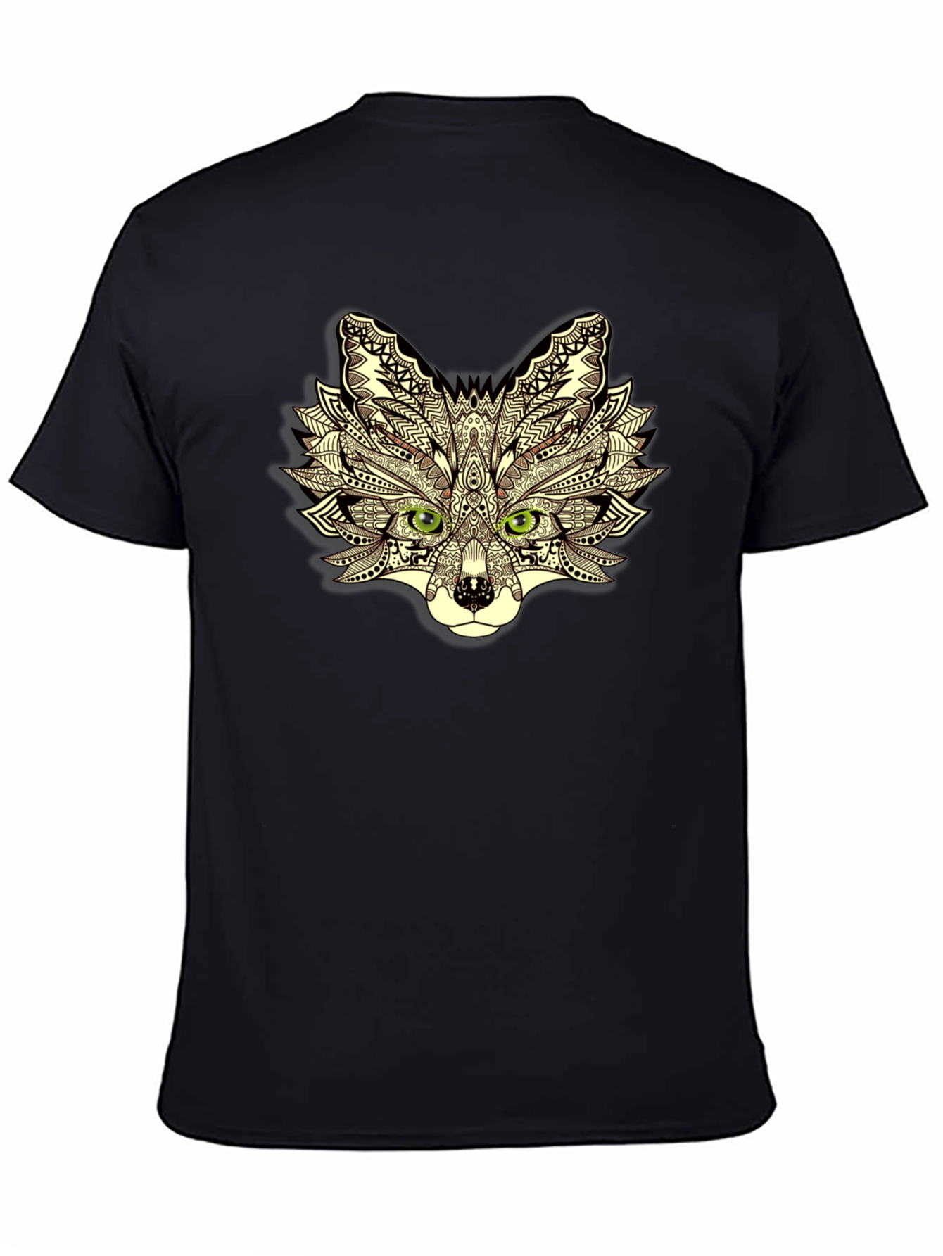 Abstract Fox Head Graphic Black T-Shirt