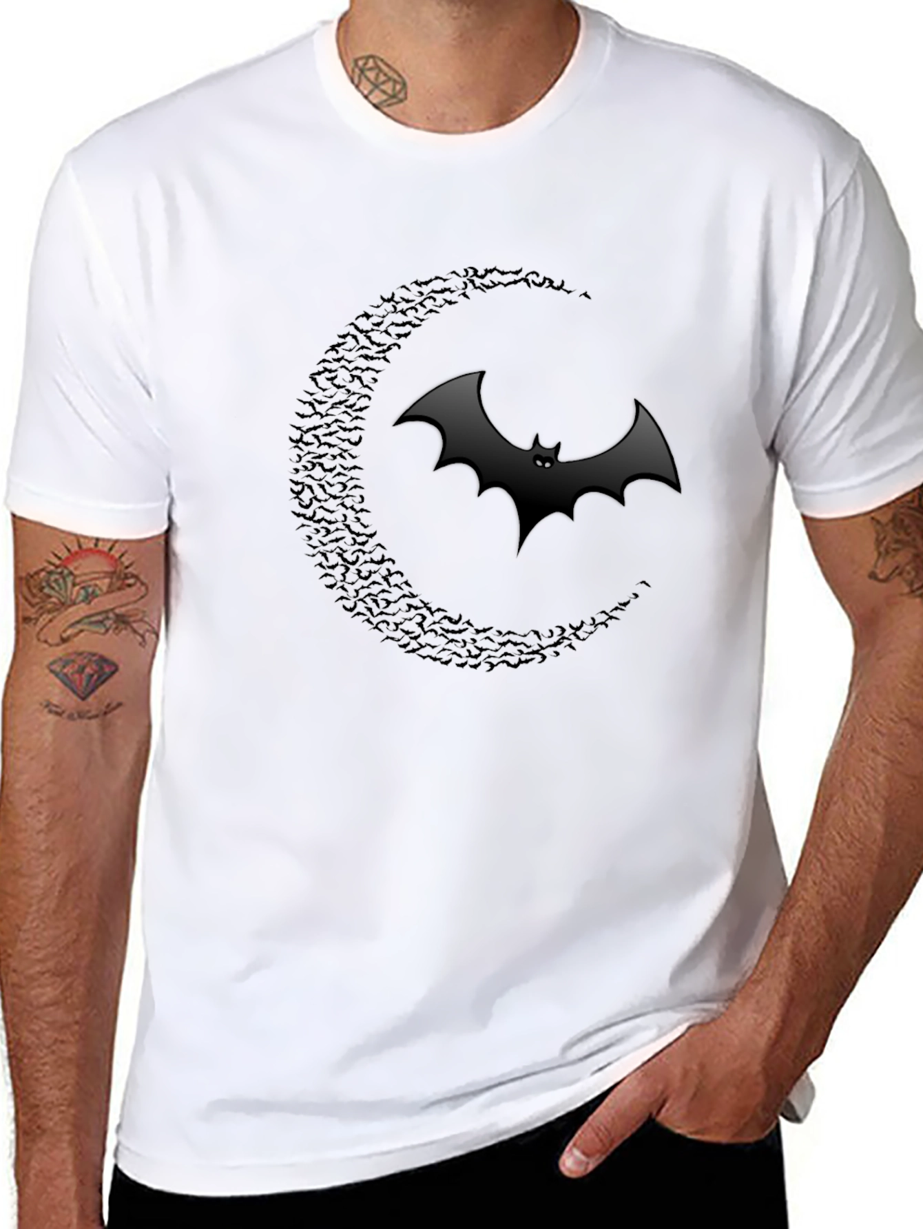 Bat Moon Graphic T-Shirt - Classic Black Cotton Tee