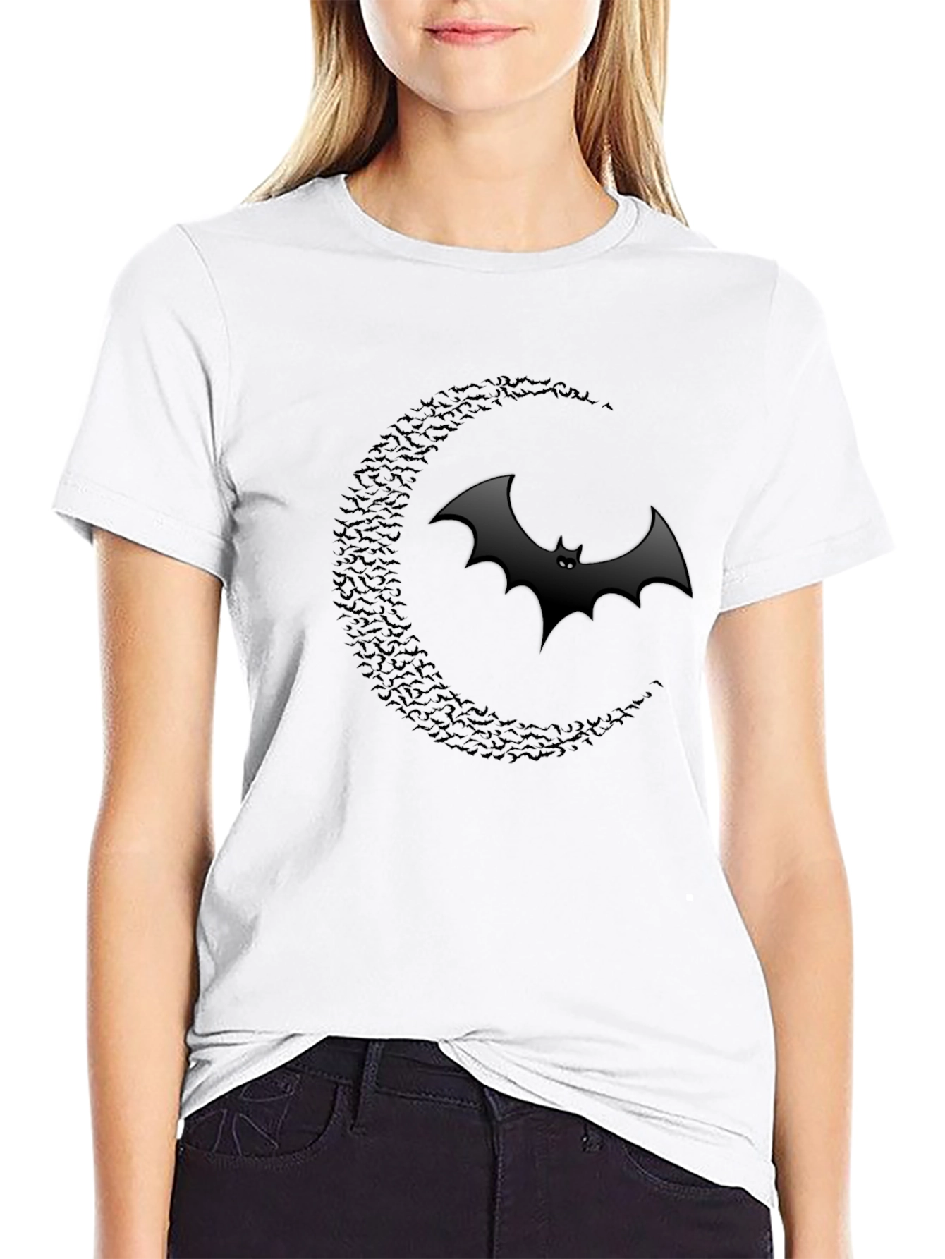 Bat Moon Graphic T-Shirt - Classic Black Cotton Tee