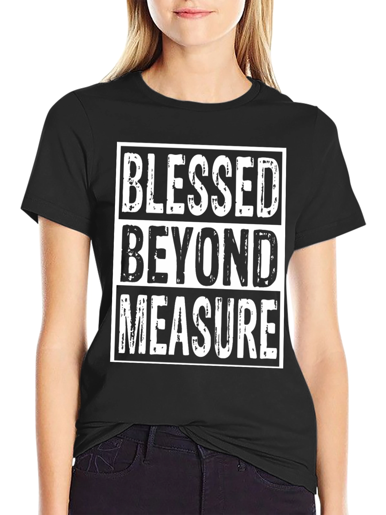 Blessed Beyond Measure Graphic Tee - Black Cotton Casual