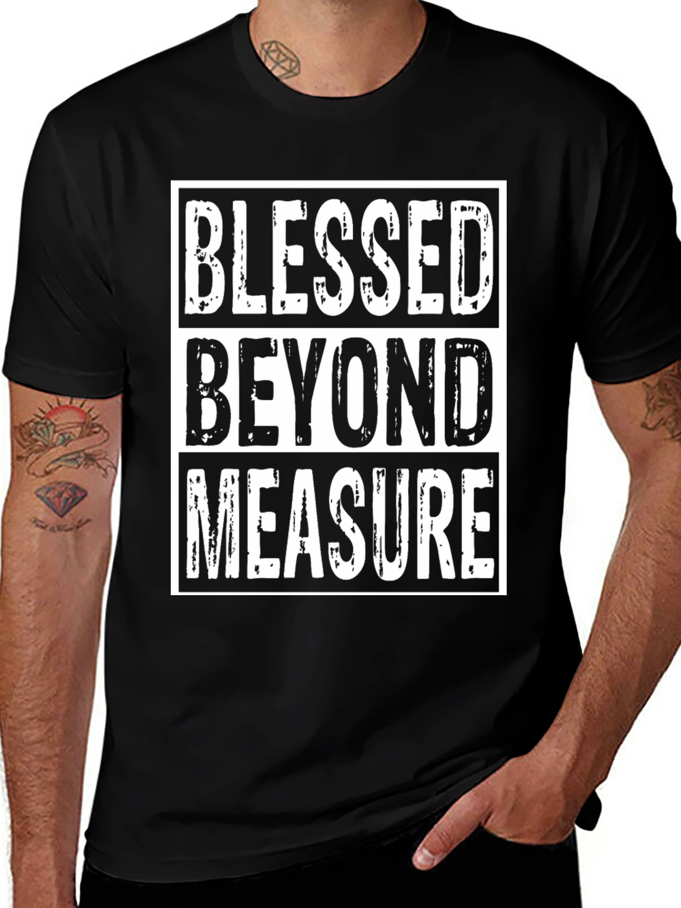 Blessed Beyond Measure Graphic Tee - Black Cotton Casual