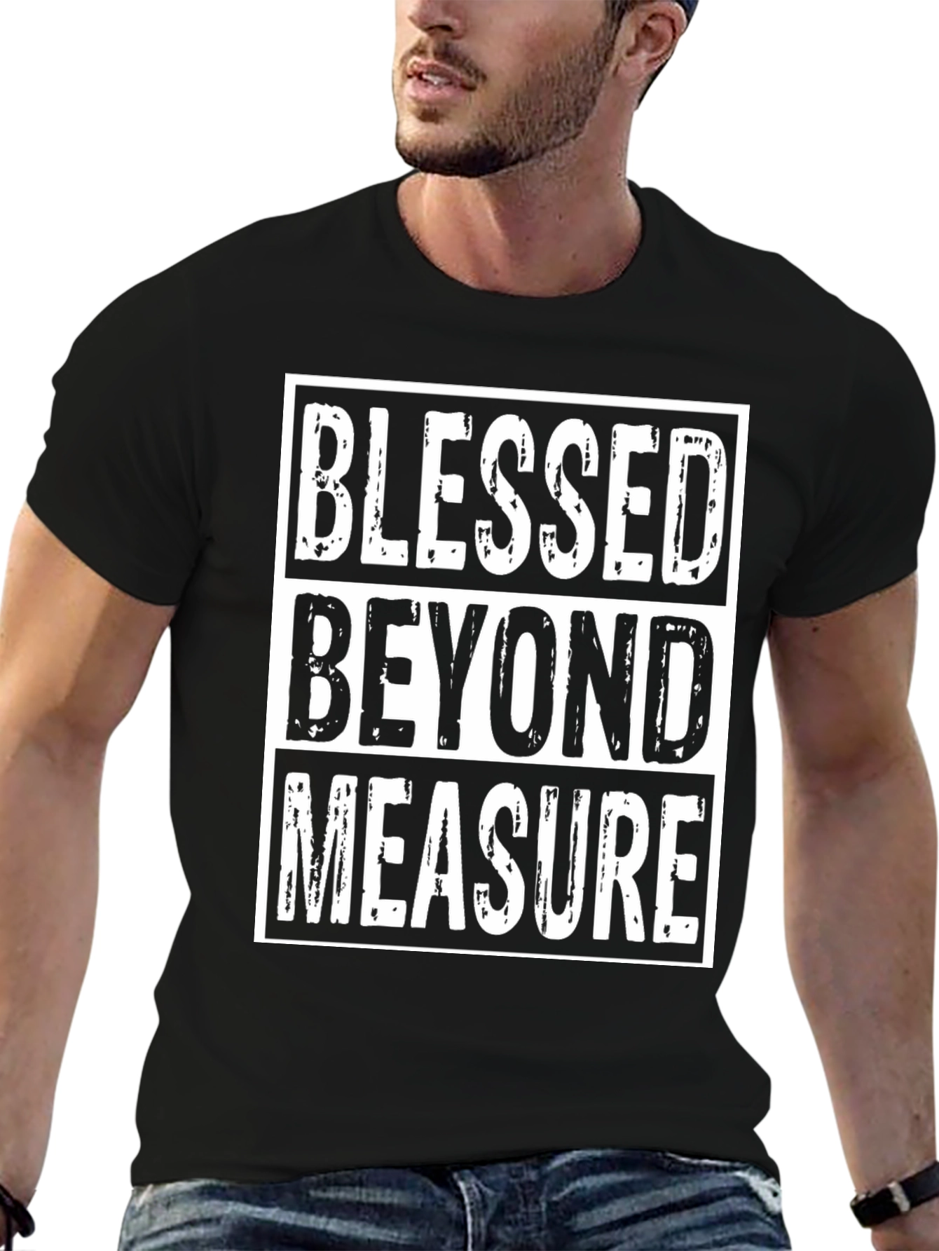 Blessed Beyond Measure Graphic Tee - Black Cotton Casual