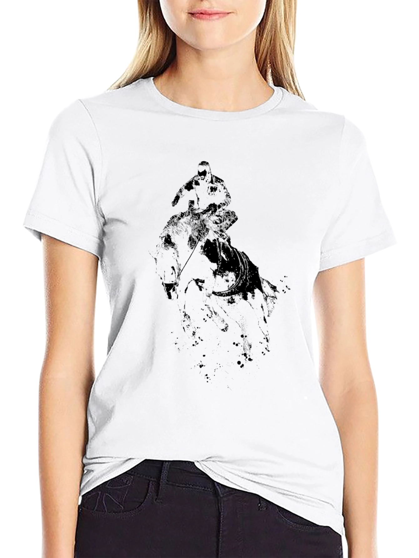 Black Graphic Tee - Cowboy Rider Design