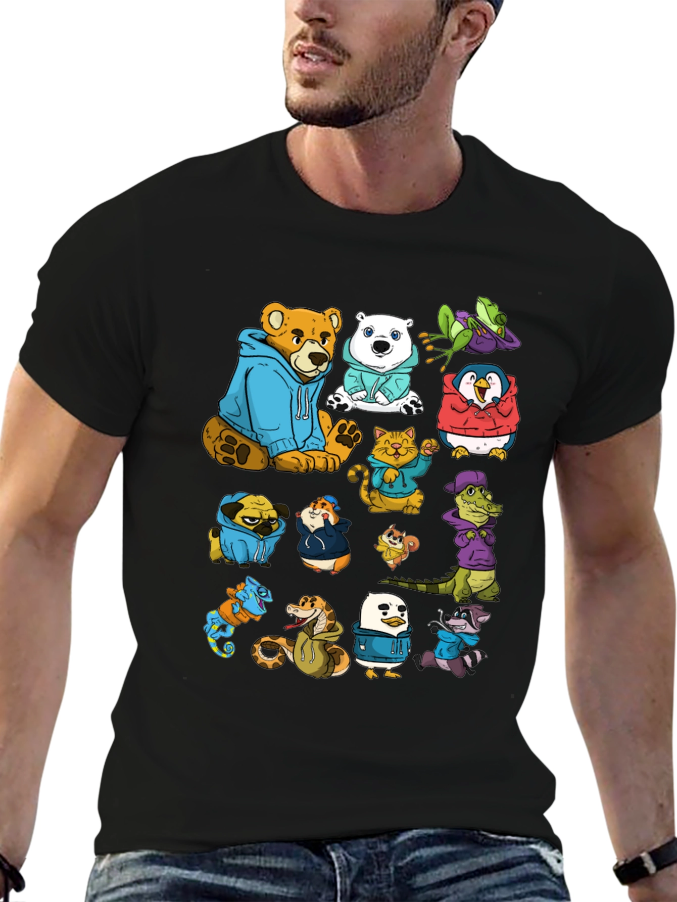 Cartoon Animal Hoodie Graphic Tee