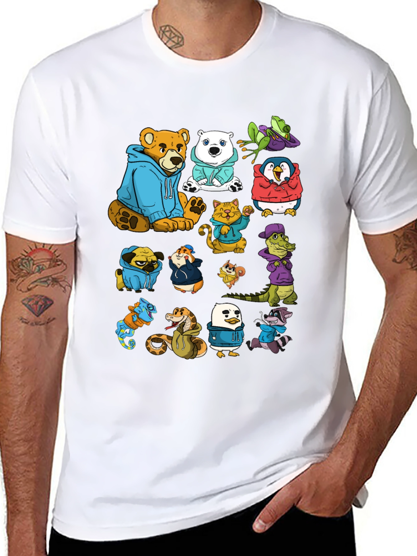 Cartoon Animal Hoodie Graphic Tee