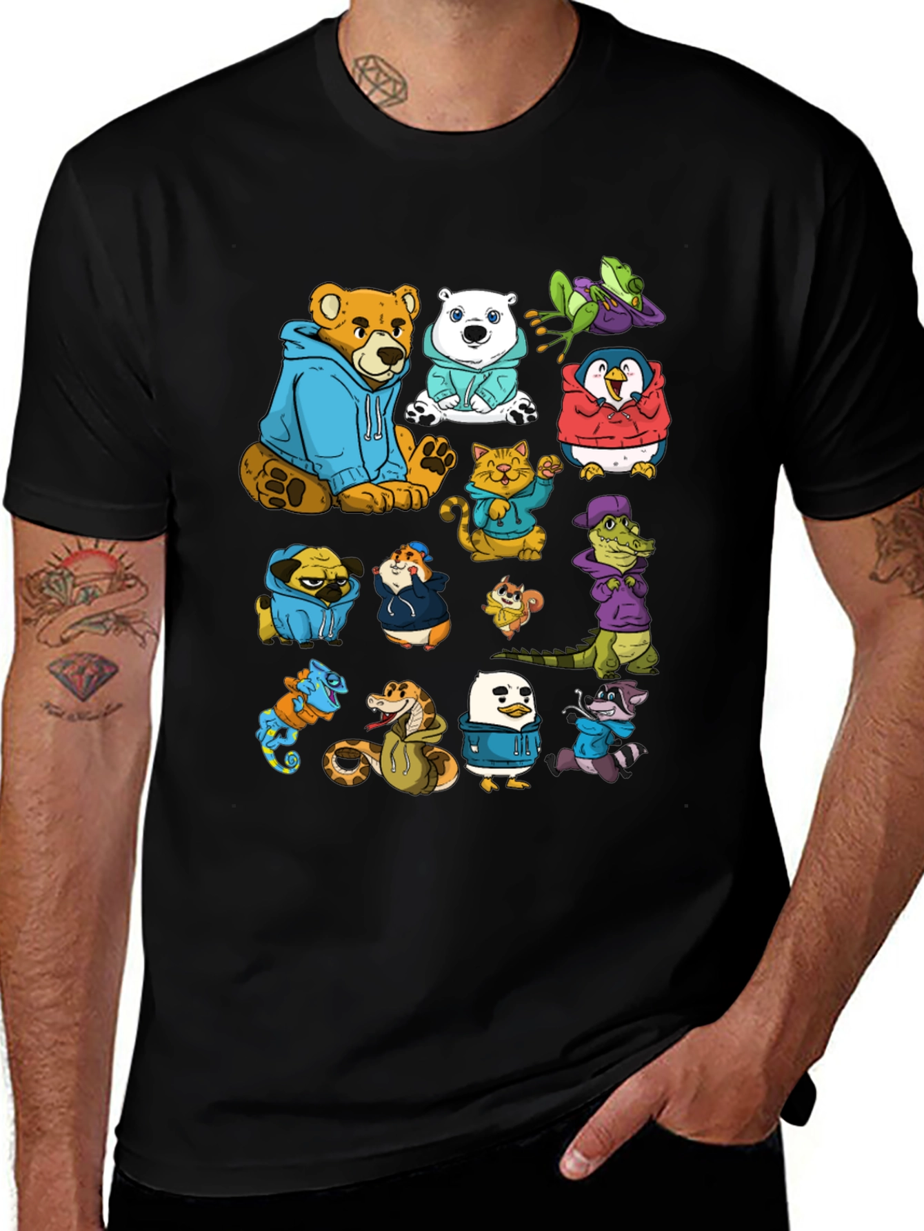 Cartoon Animal Hoodie Graphic Tee