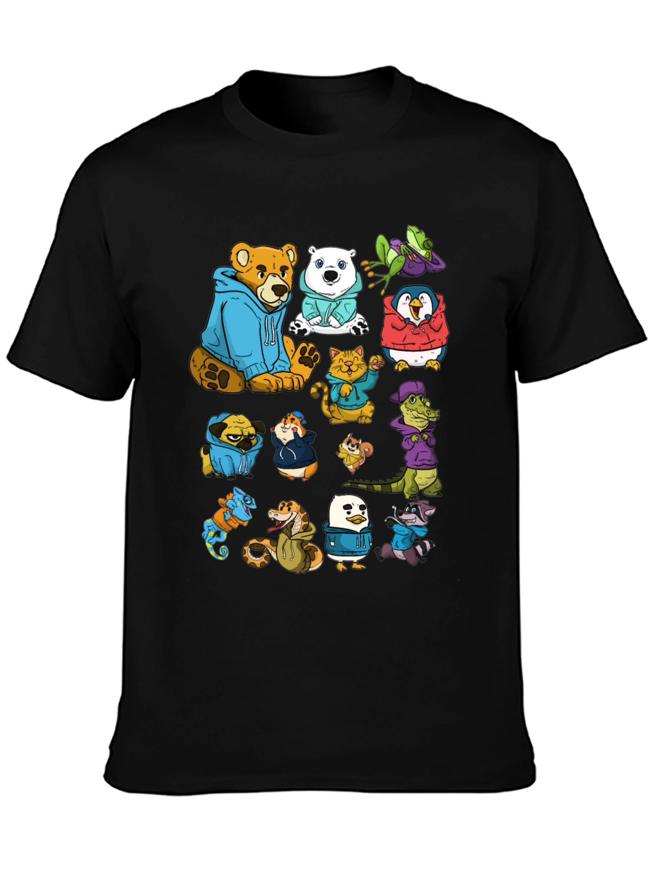 Cartoon Animal Hoodie Graphic Tee