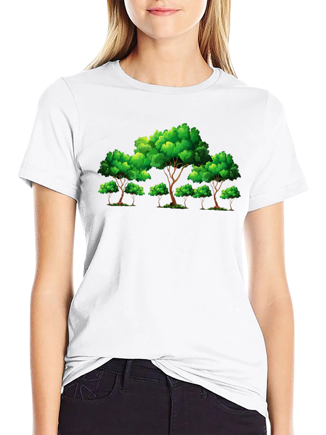 Nature Tree Graphic Print Black T-Shirt