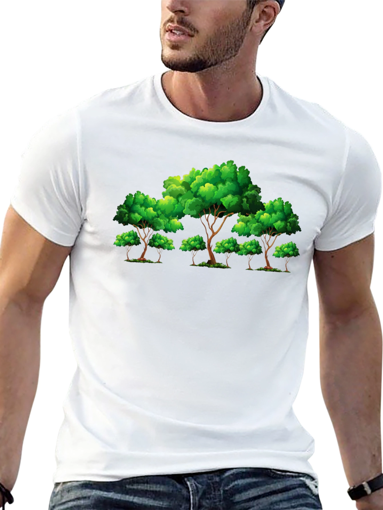 Nature Tree Graphic Print Black T-Shirt