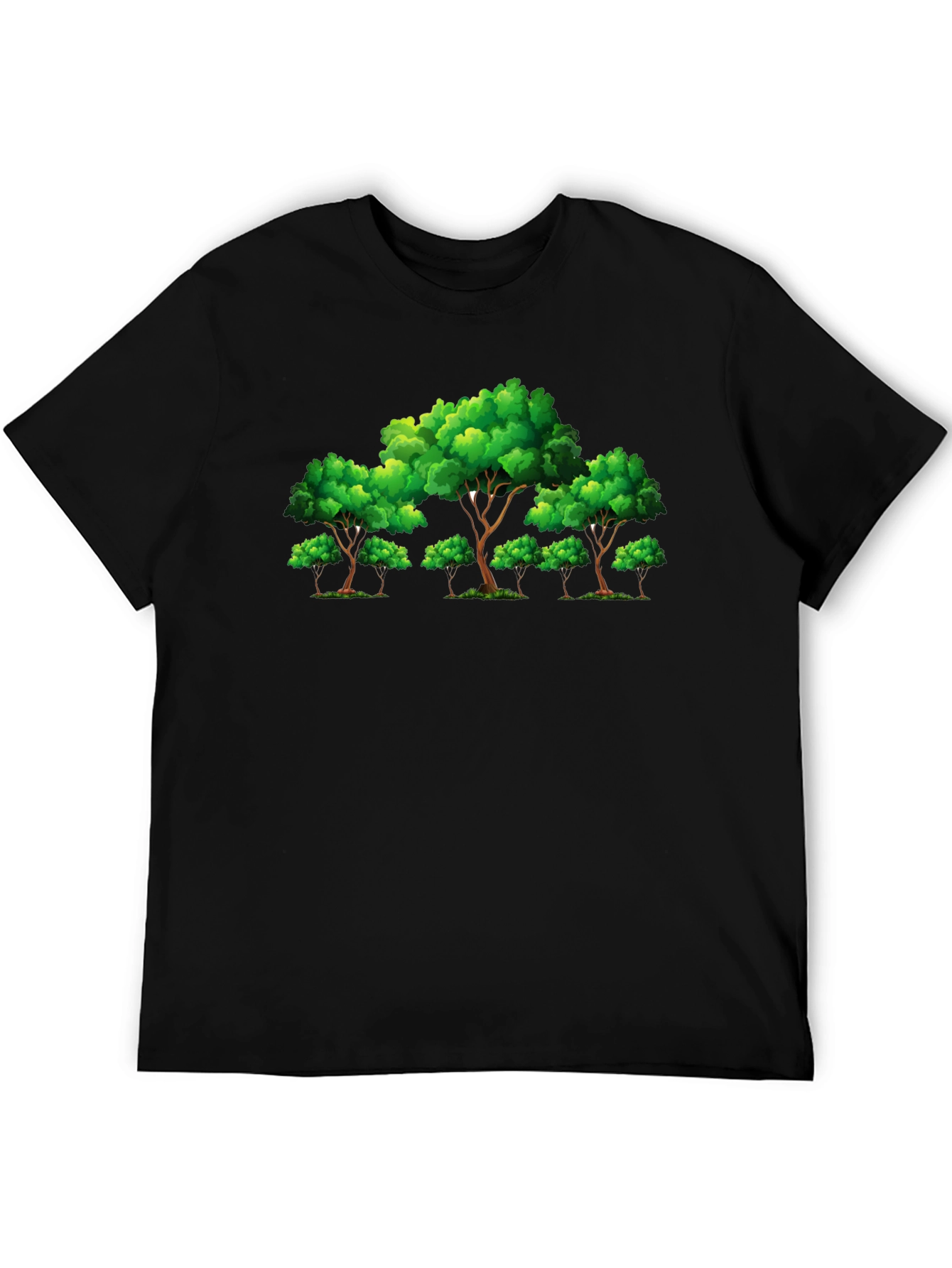 Nature Tree Graphic Print Black T-Shirt