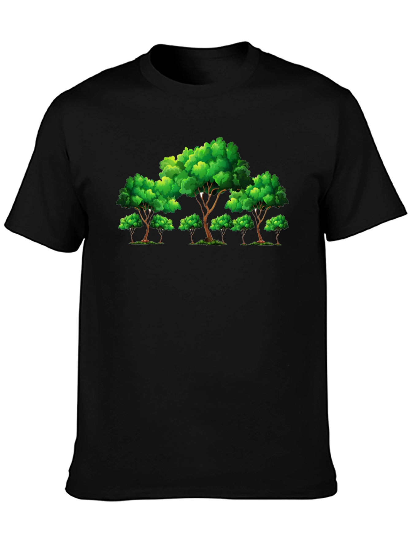 Nature Tree Graphic Print Black T-Shirt