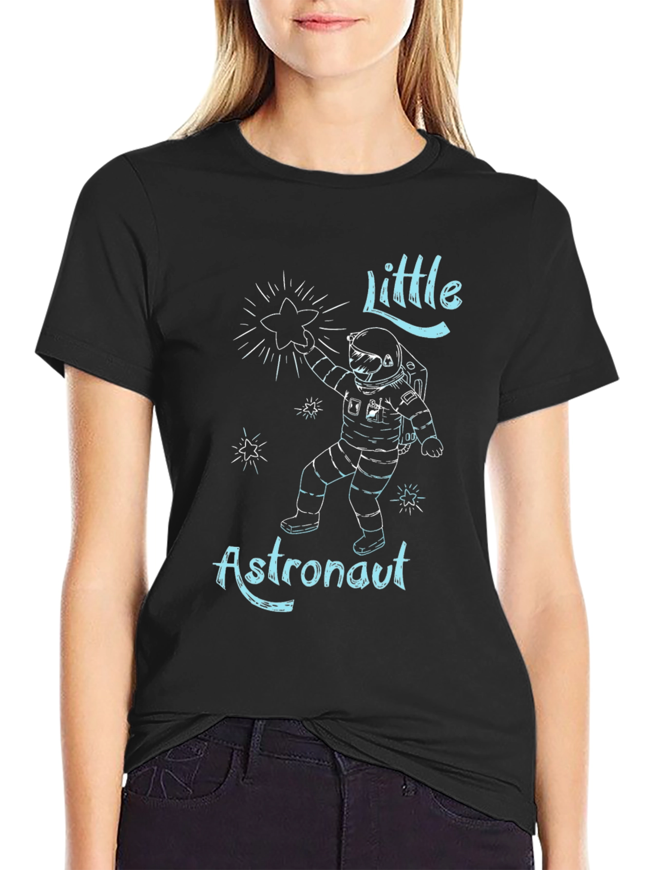 Little Astronaut Black T-Shirt