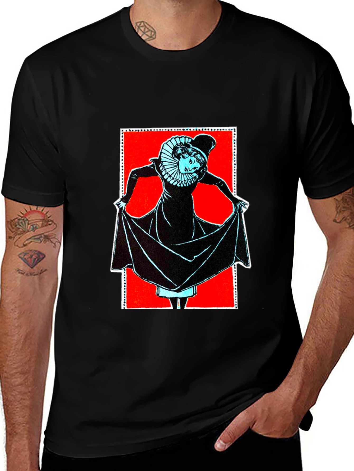 Retro Graphic Print Black T-Shirt