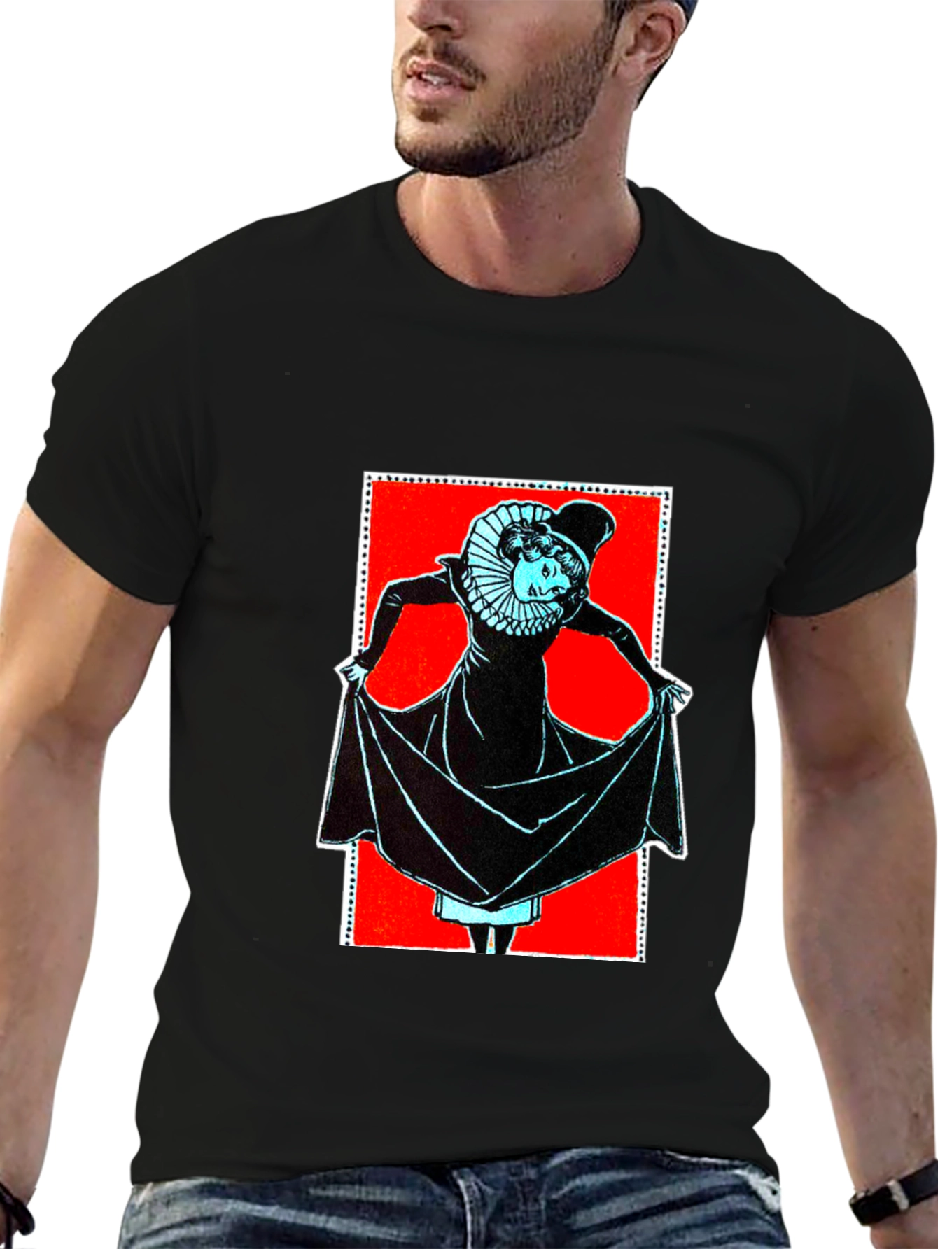 Retro Graphic Print Black T-Shirt