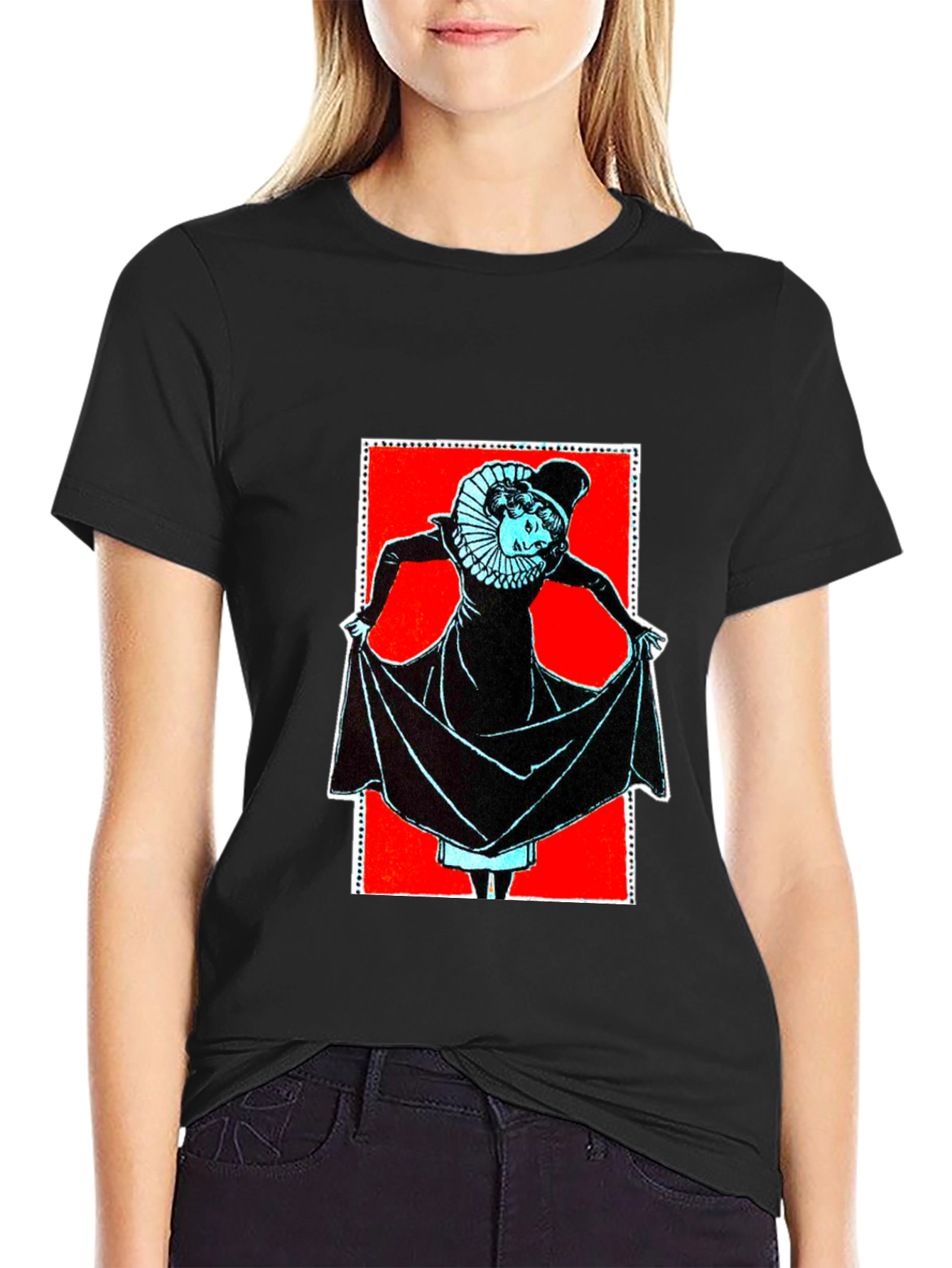 Retro Graphic Print Black T-Shirt