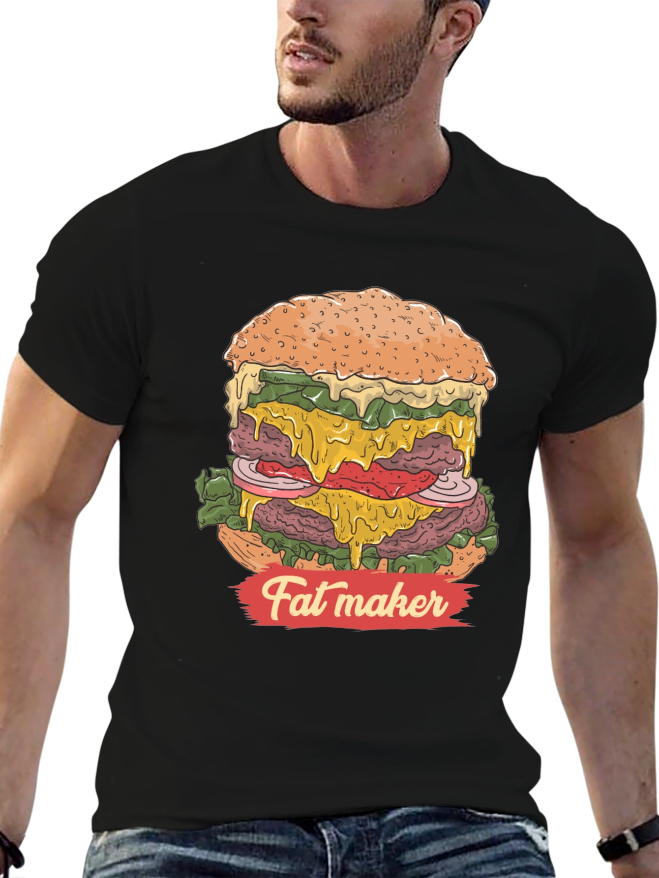 Fat Maker Burger Graphic T-Shirt - Black Cotton Tee