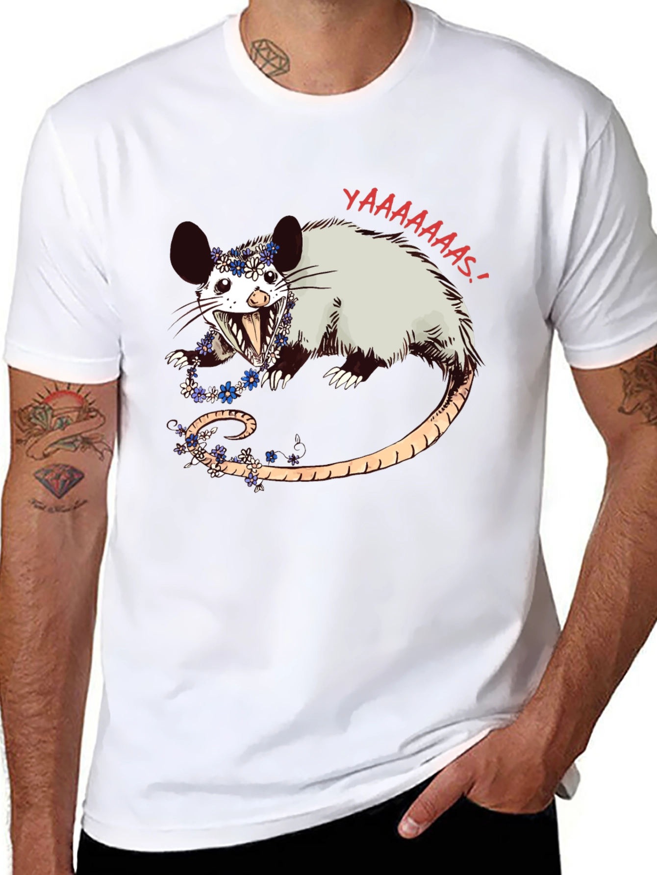 Possum Flower Crown Graphic Tee