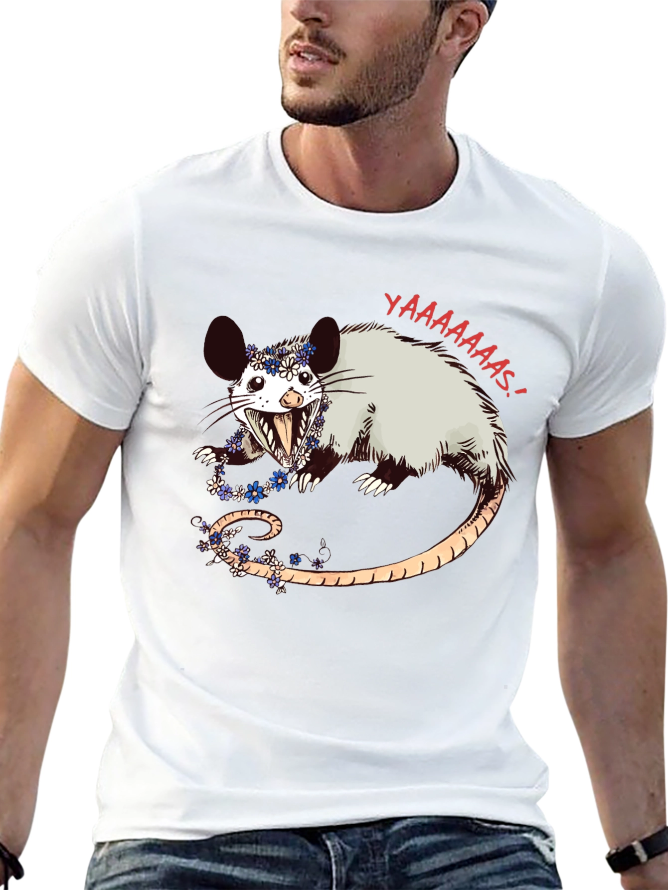 Possum Flower Crown Graphic Tee