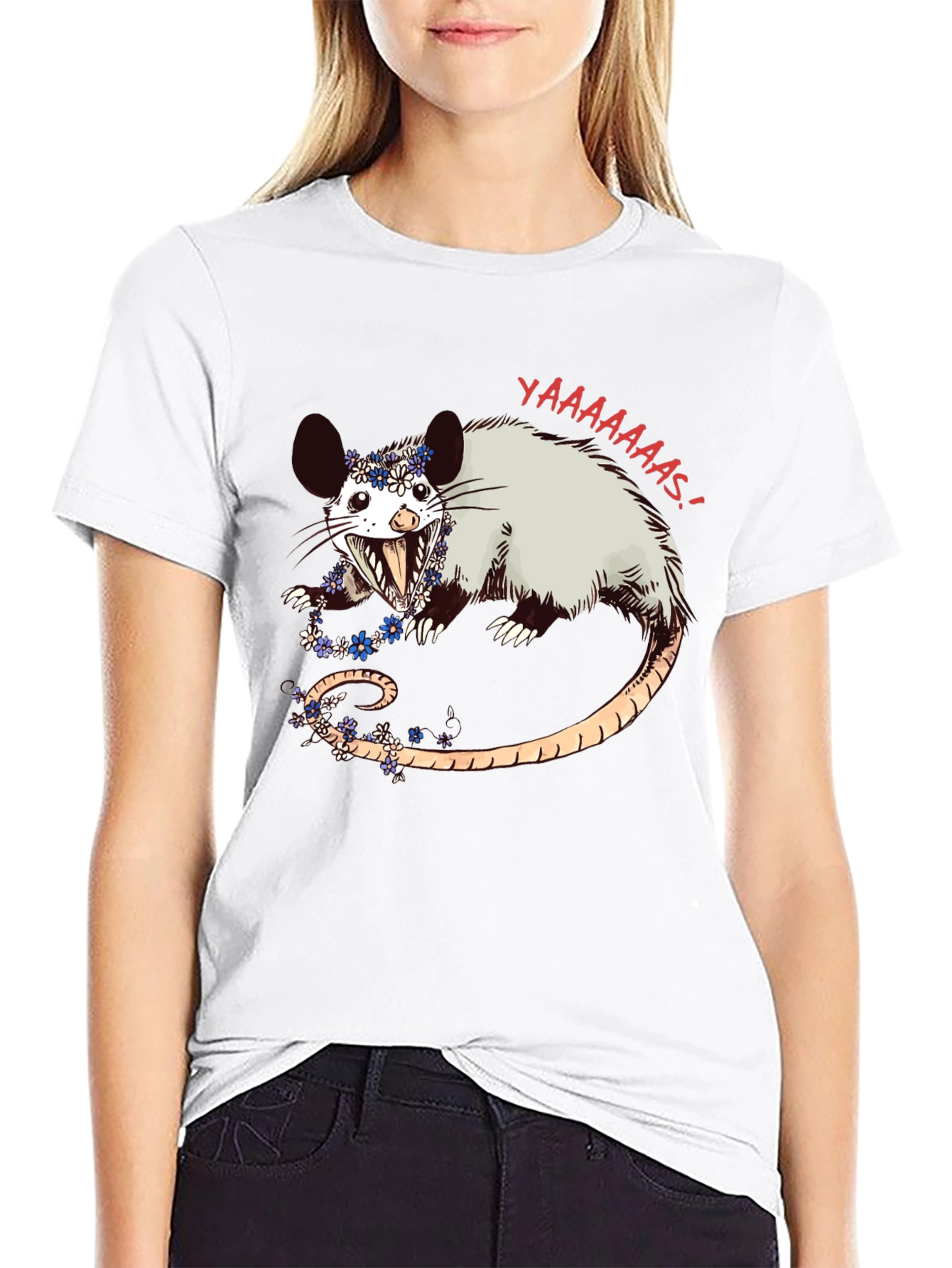 Possum Flower Crown Graphic Tee