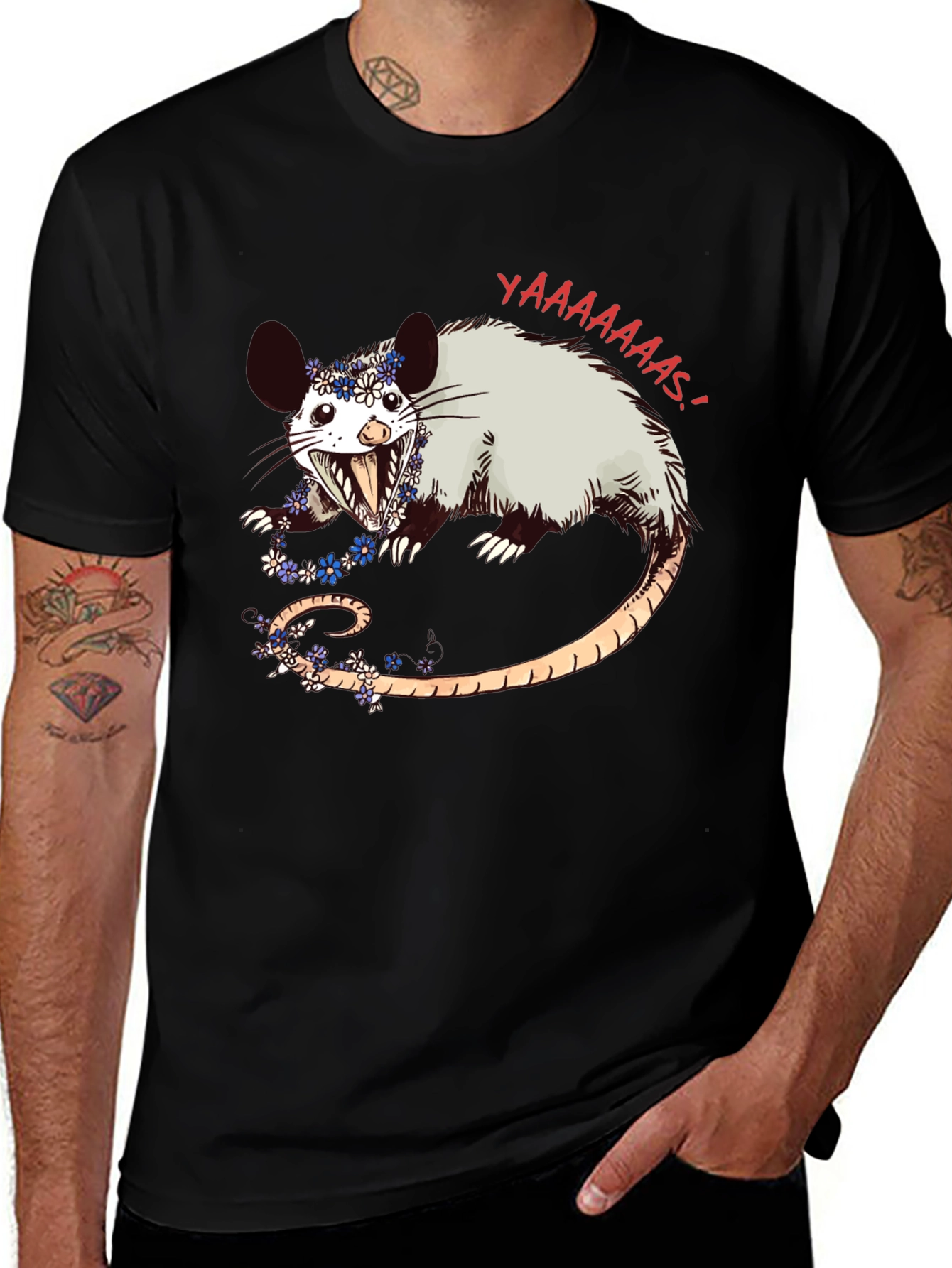 Possum Flower Crown Graphic Tee