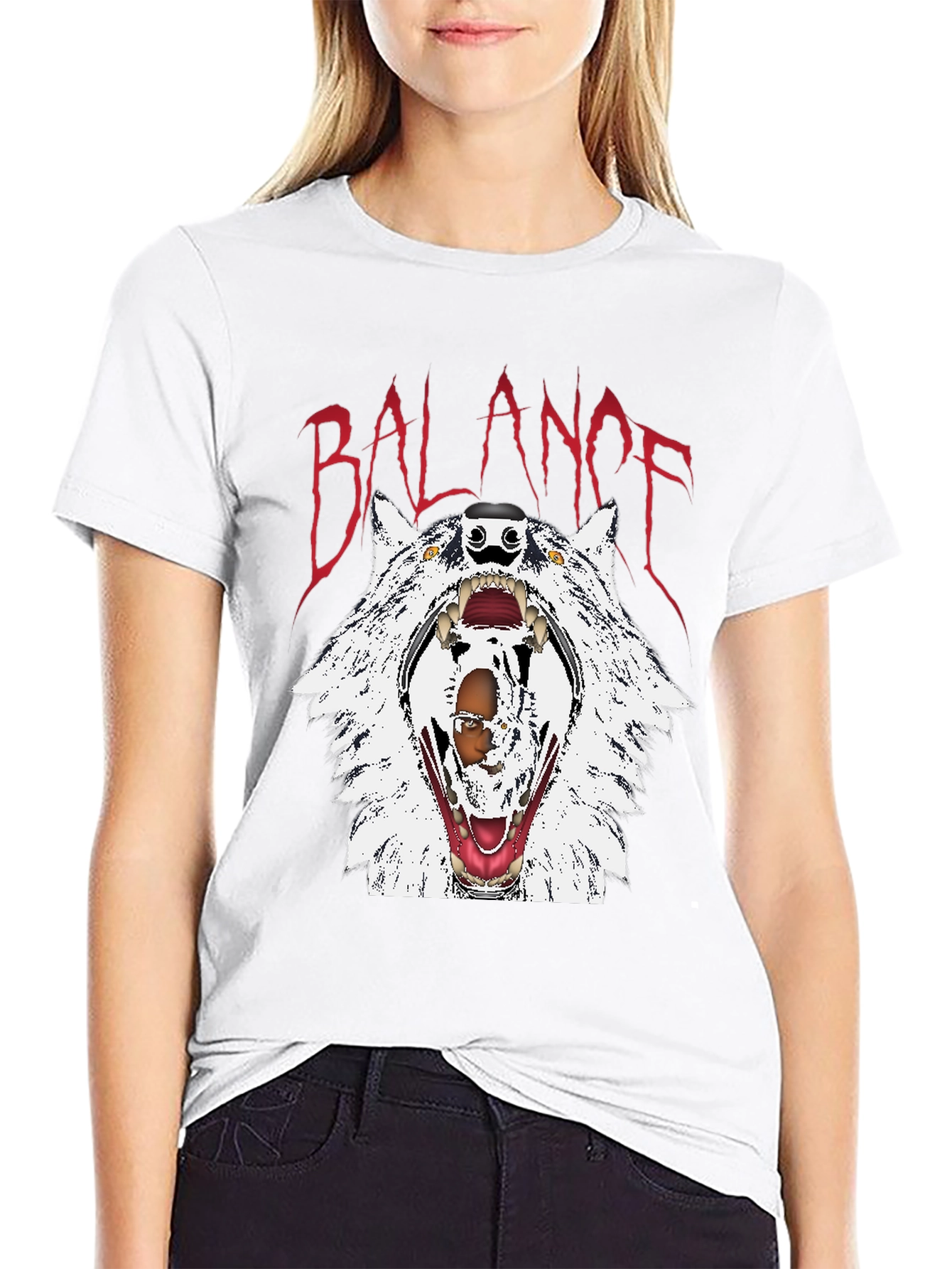 Balance Wolf Graphic Tee - Edgy Streetwear