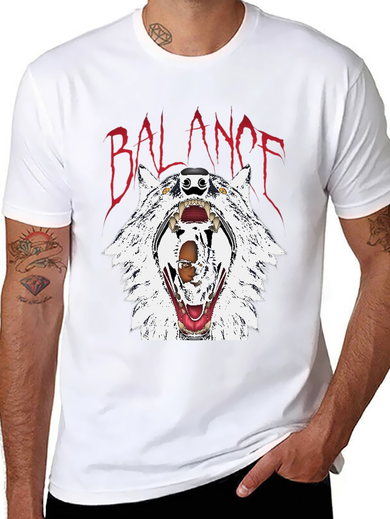Balance Wolf Graphic Tee - Edgy Streetwear