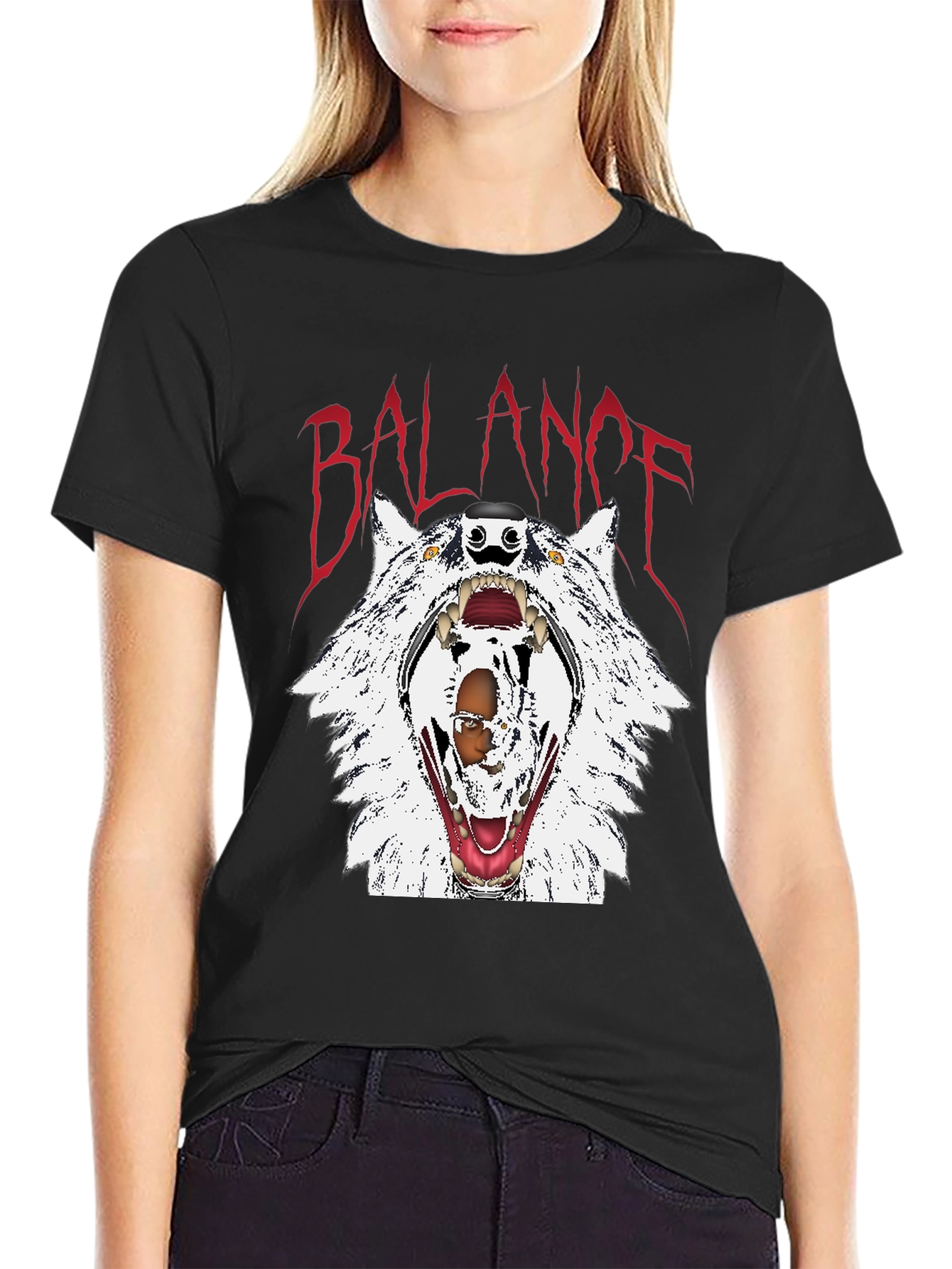 Balance Wolf Graphic Tee - Edgy Streetwear