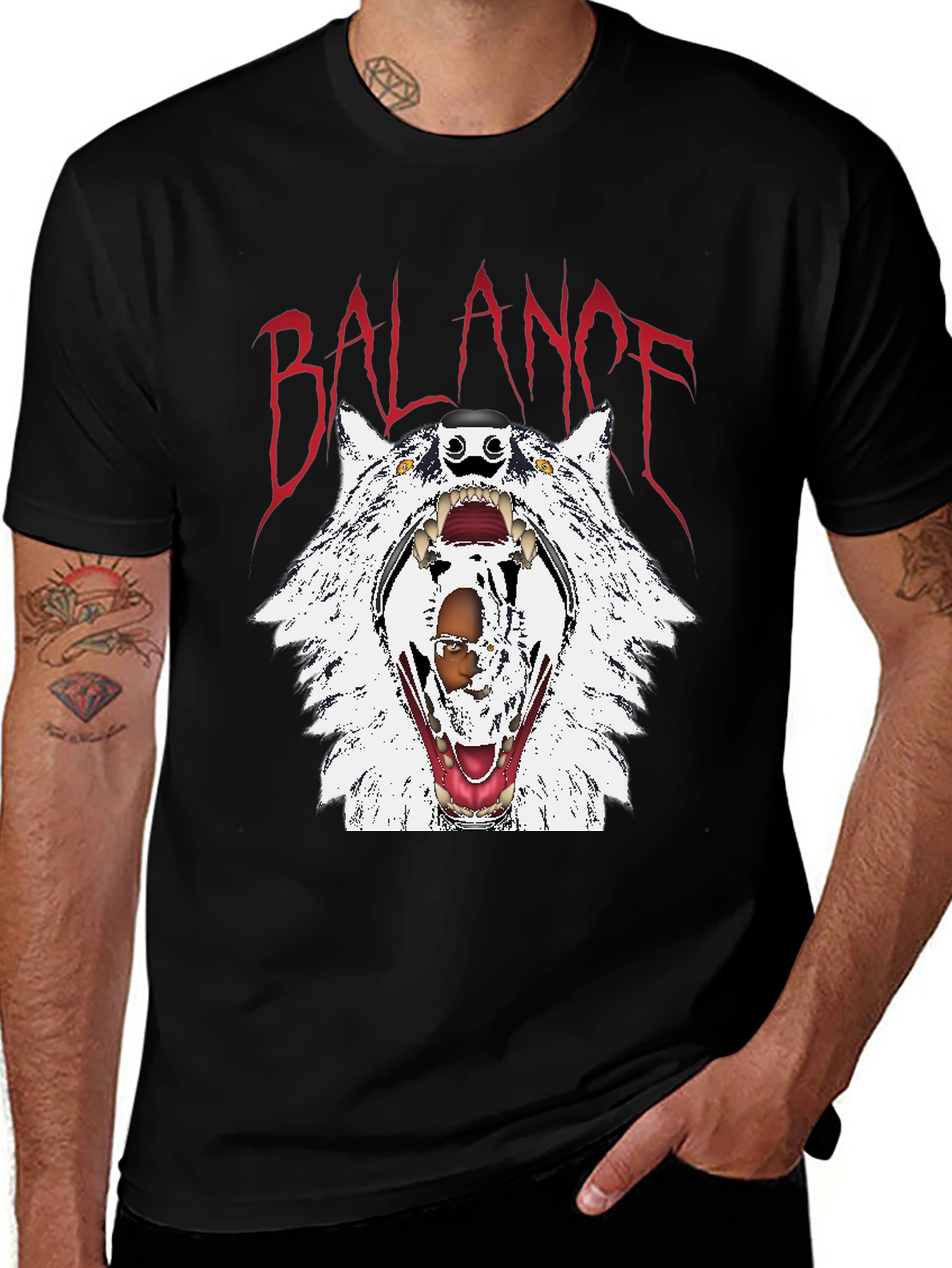 Balance Wolf Graphic Tee - Edgy Streetwear