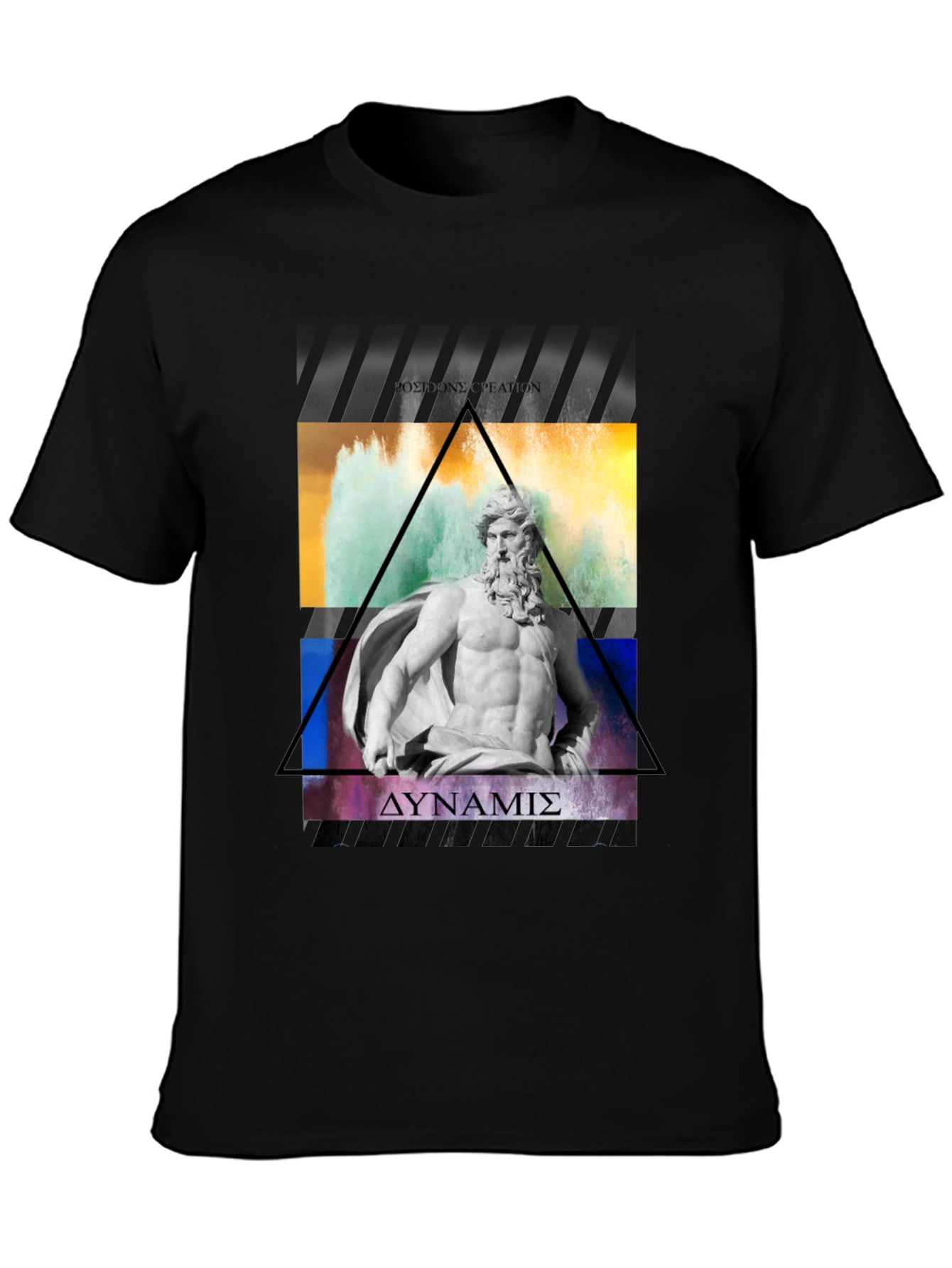 Poseidon Graphic Tee - Black Cotton T-Shirt