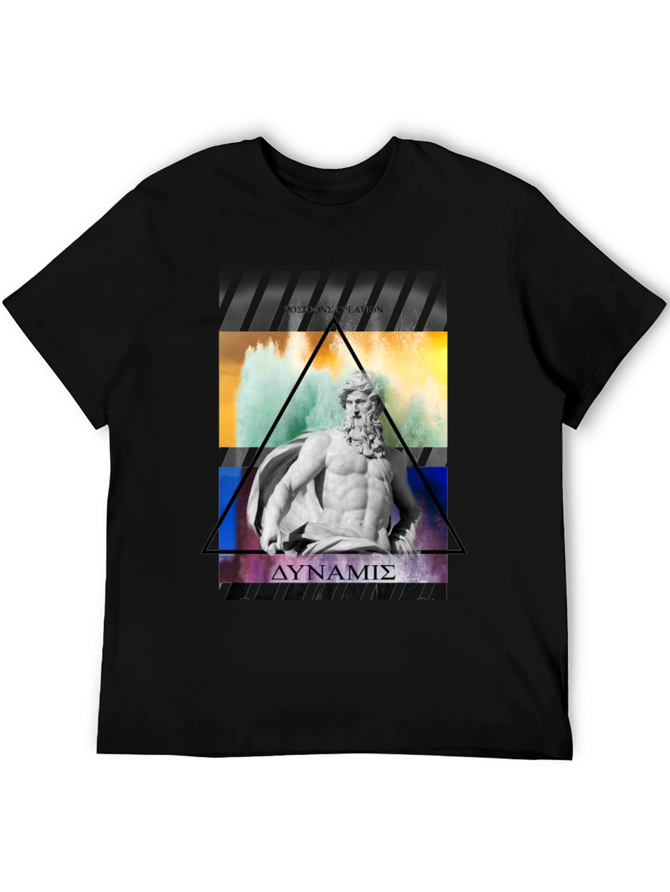 Poseidon Graphic Tee - Black Cotton T-Shirt