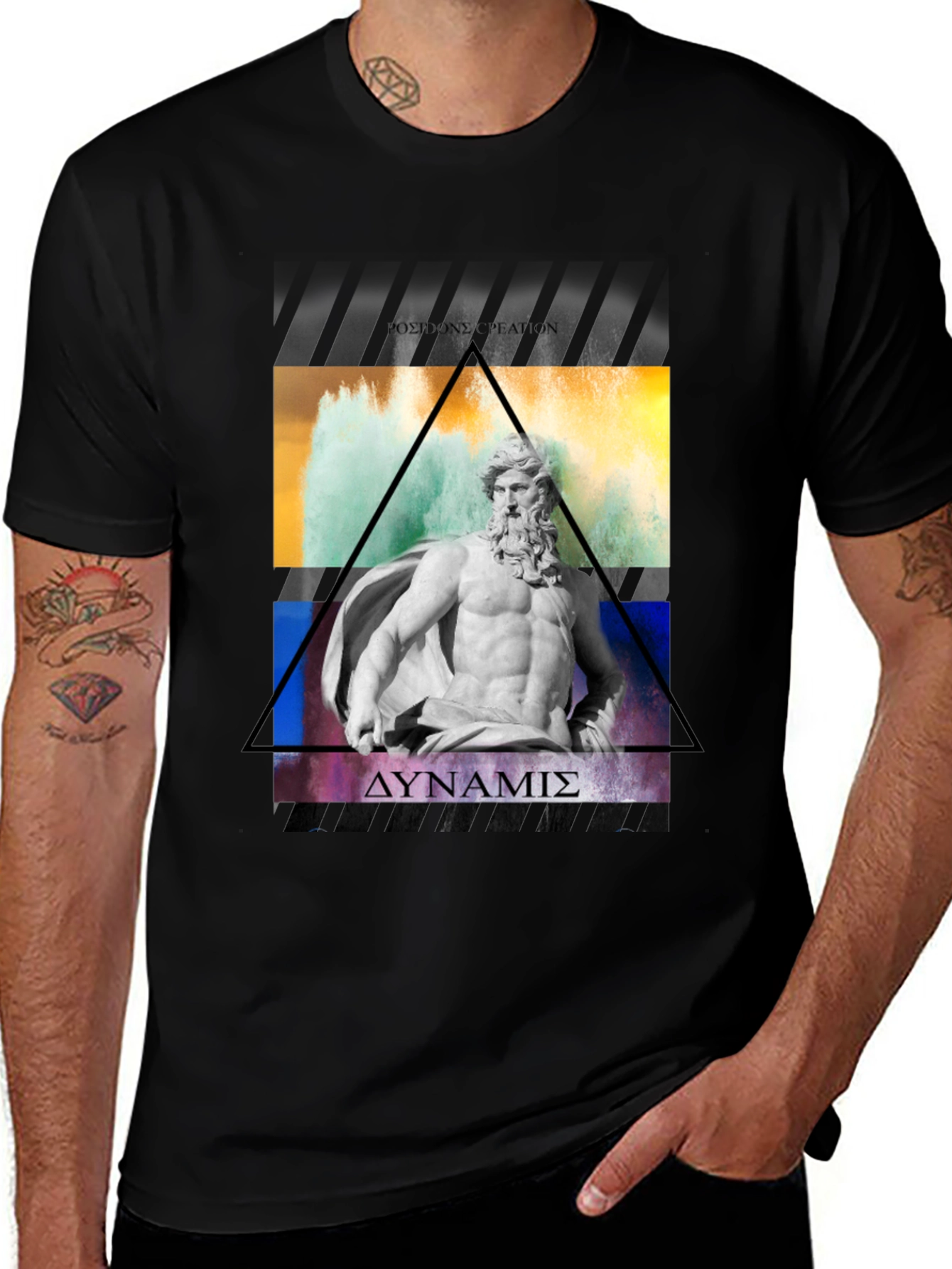 Poseidon Graphic Tee - Black Cotton T-Shirt